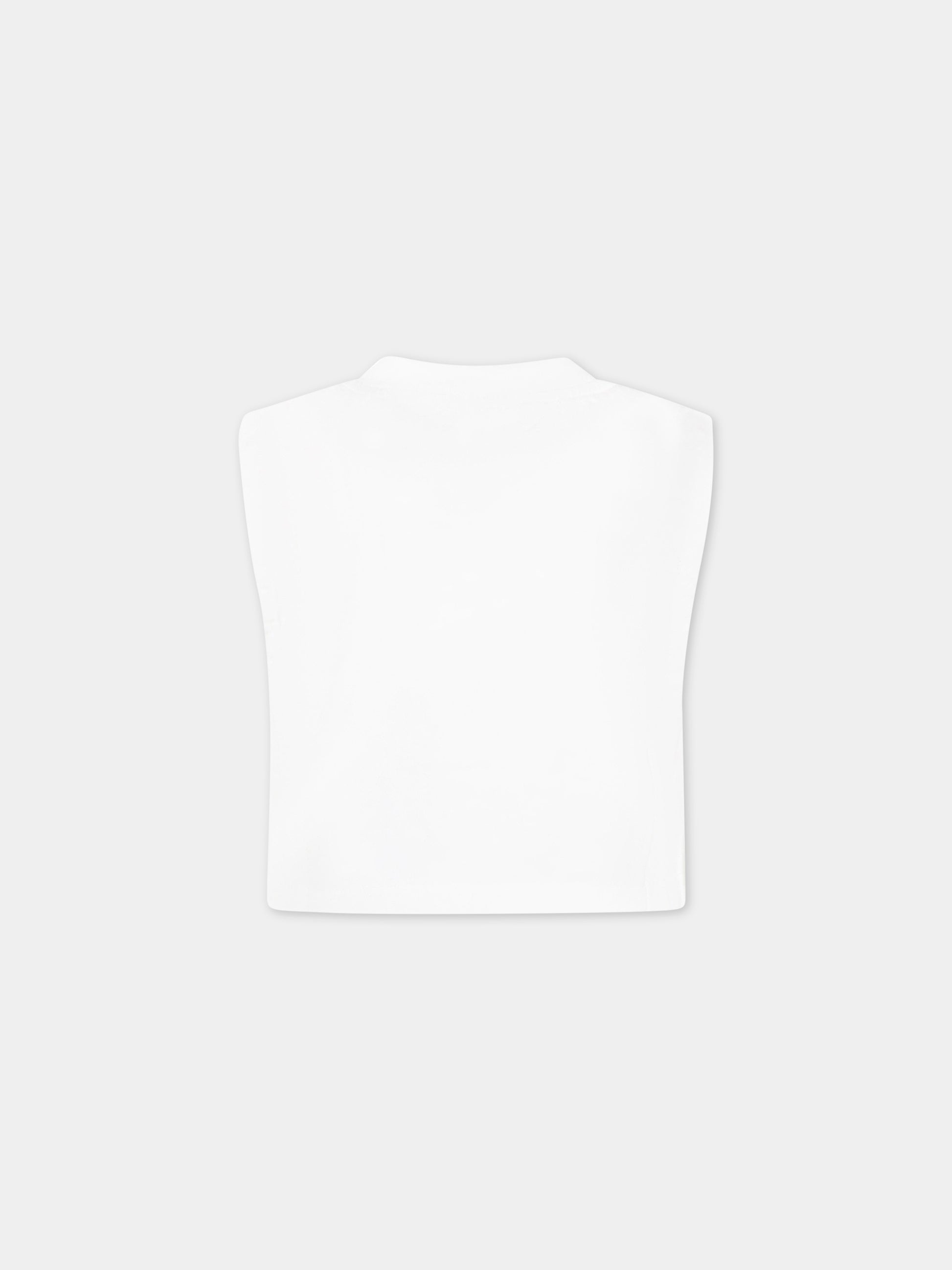 Canotta bianca per bambina con iconico orso,Palm Angels,PGAC003S23JER0030143