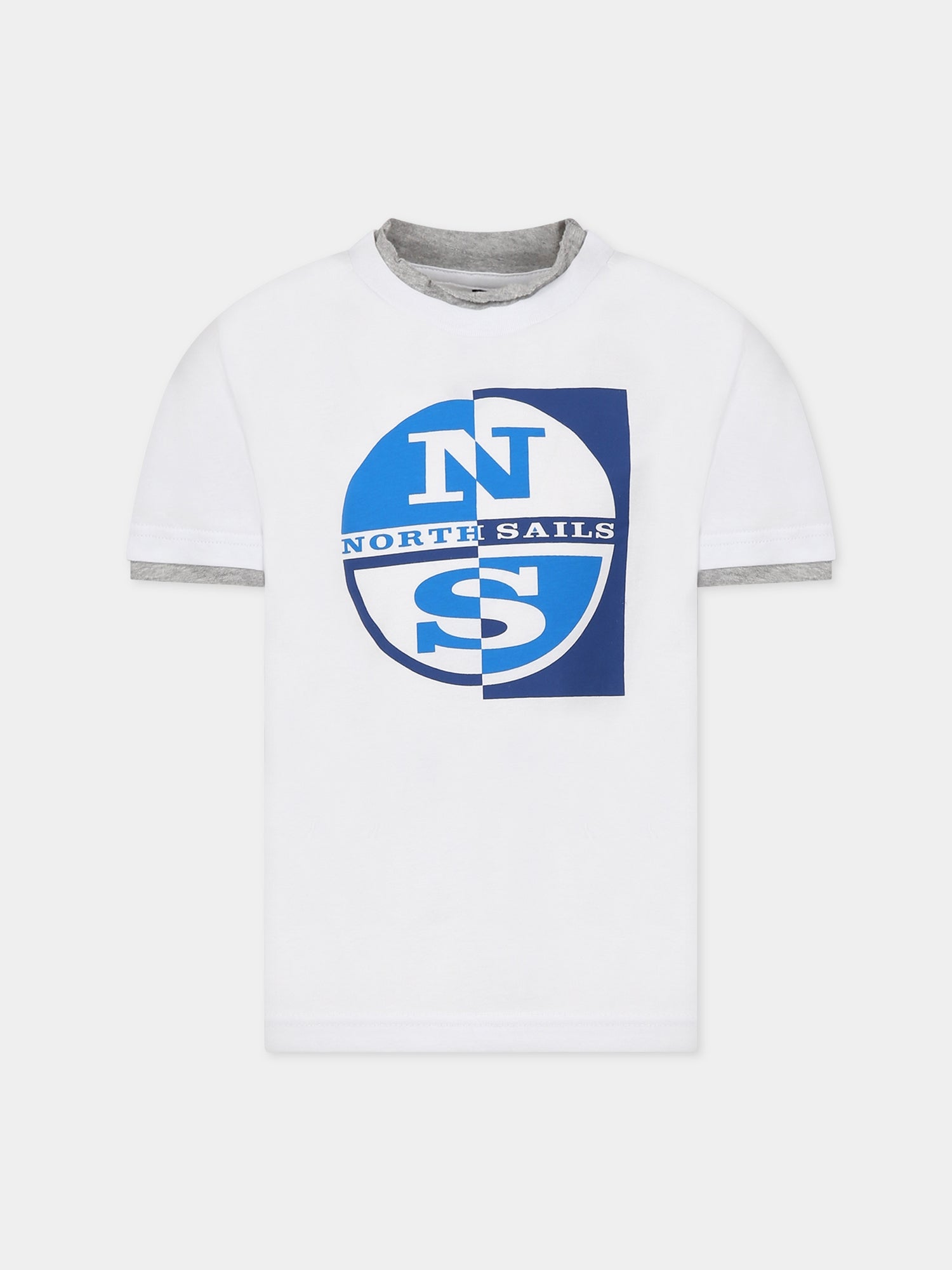 T-shirt bianco per bambino con logo,North Sails,795037 000 0101