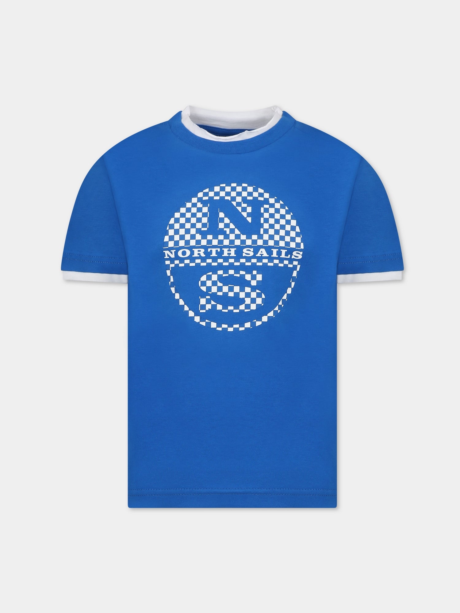 T-shirt azzurro per bambino con logo,North Sails,795037 000 0760