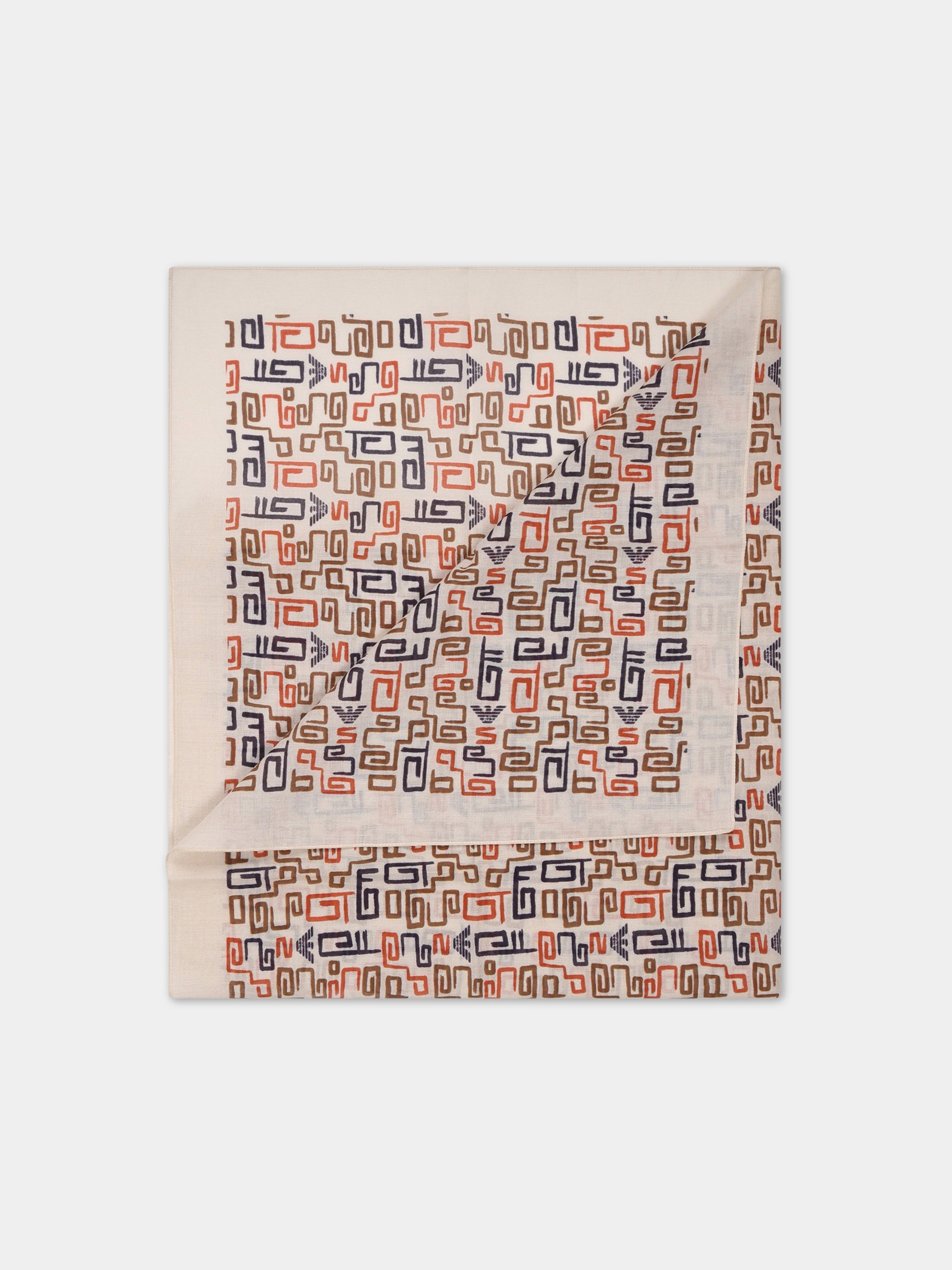 Sciarpa beige per bambino con iconico aquilotto e logo,Armani Junior,404676 3R841 05862