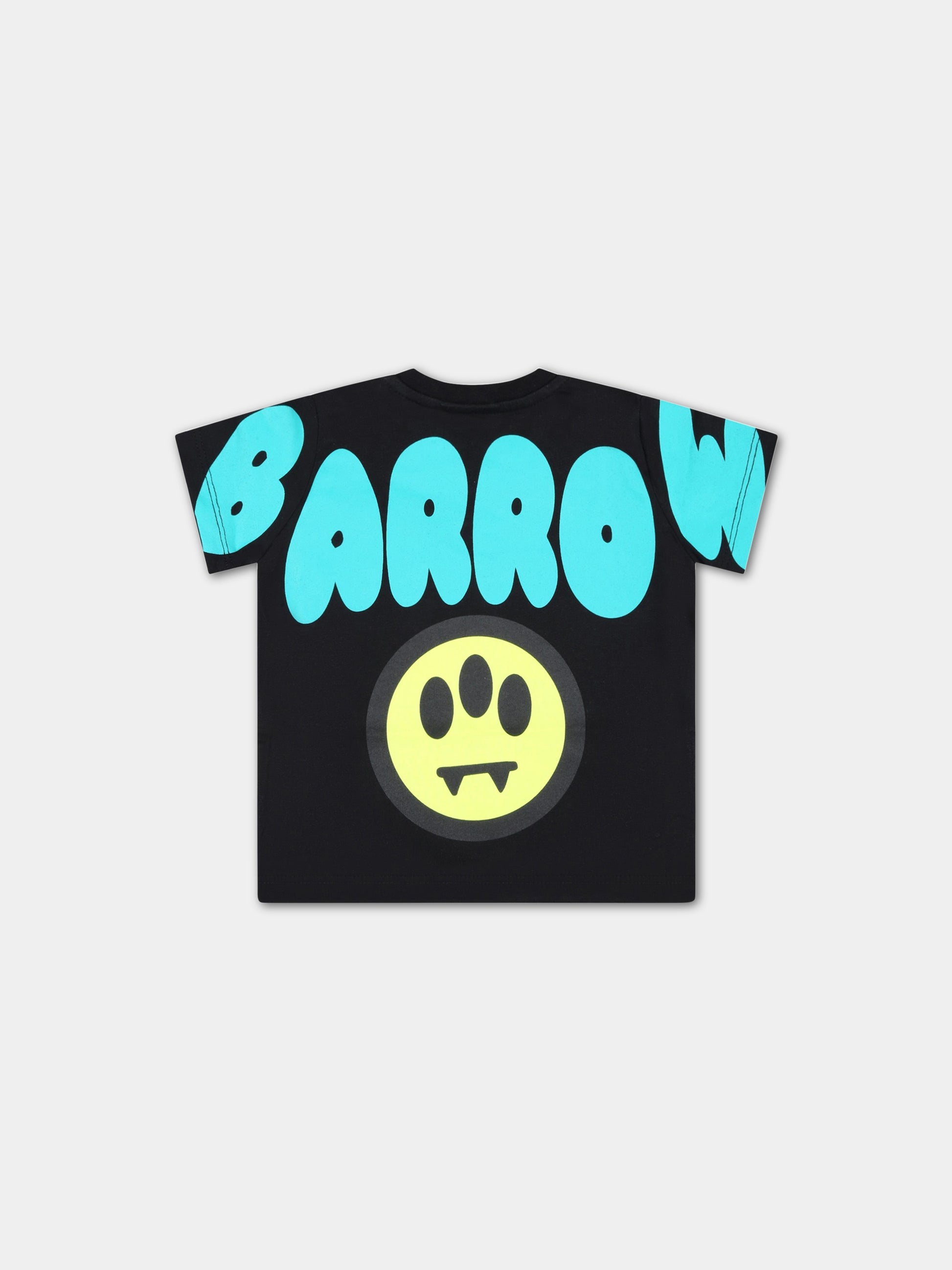 T-shirt nera per neonato con logo verde e smile,Barrow,033119 110