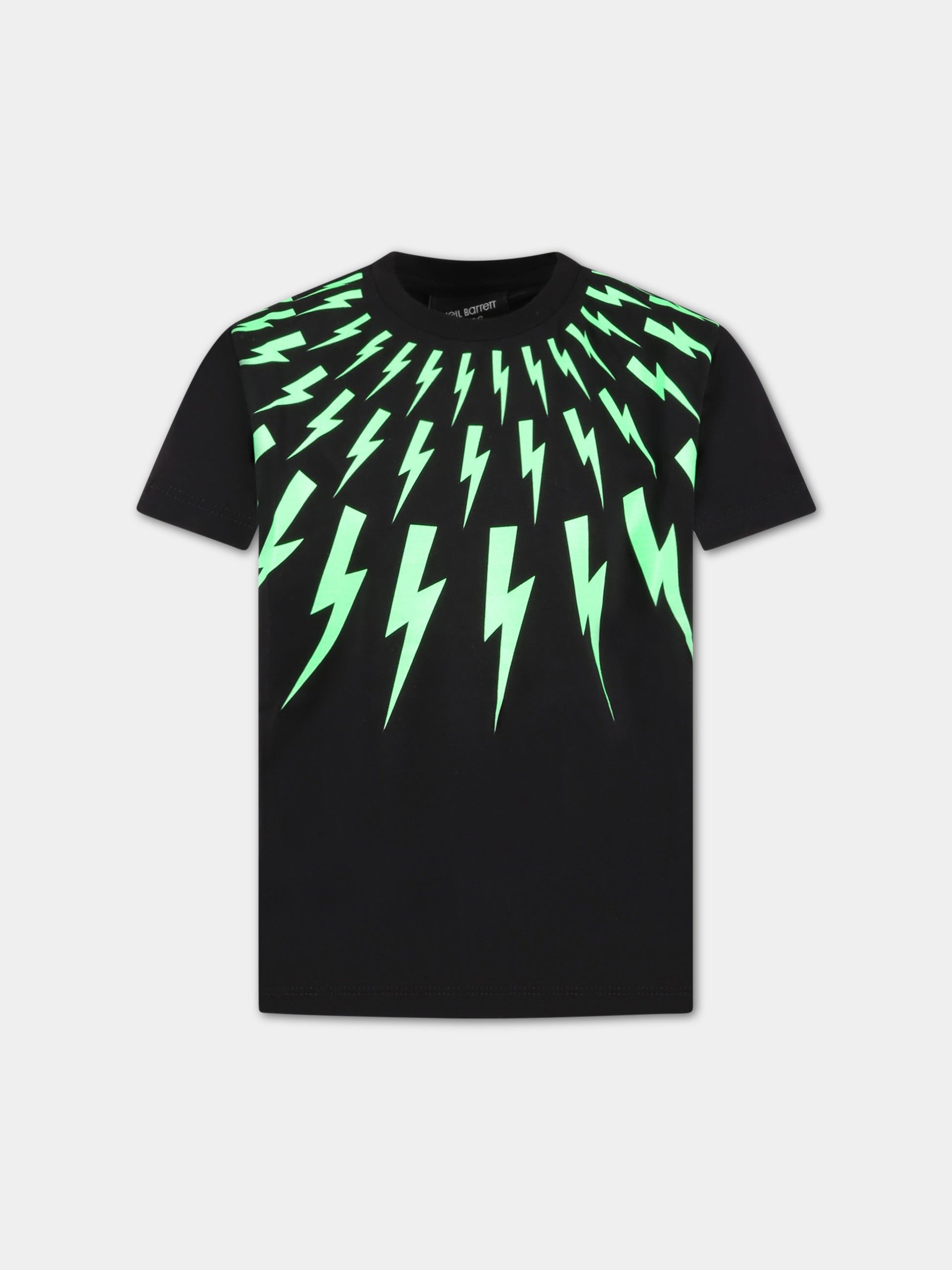 T-shirt nera per bambino con iconiche saette,Neil Barrett Kids,033623 110/48
