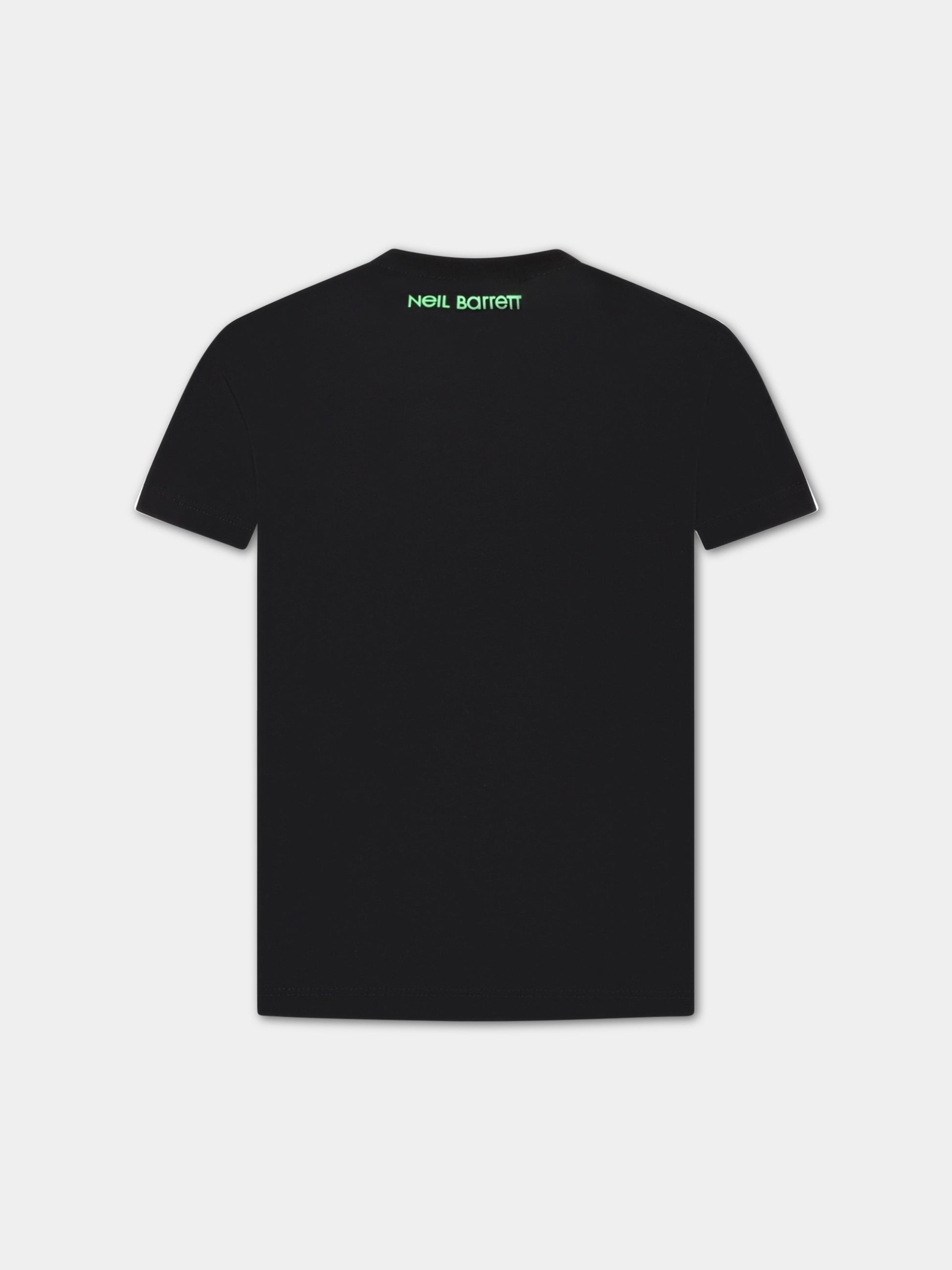 T-shirt nera per bambino con iconiche saette,Neil Barrett Kids,033623 110/48