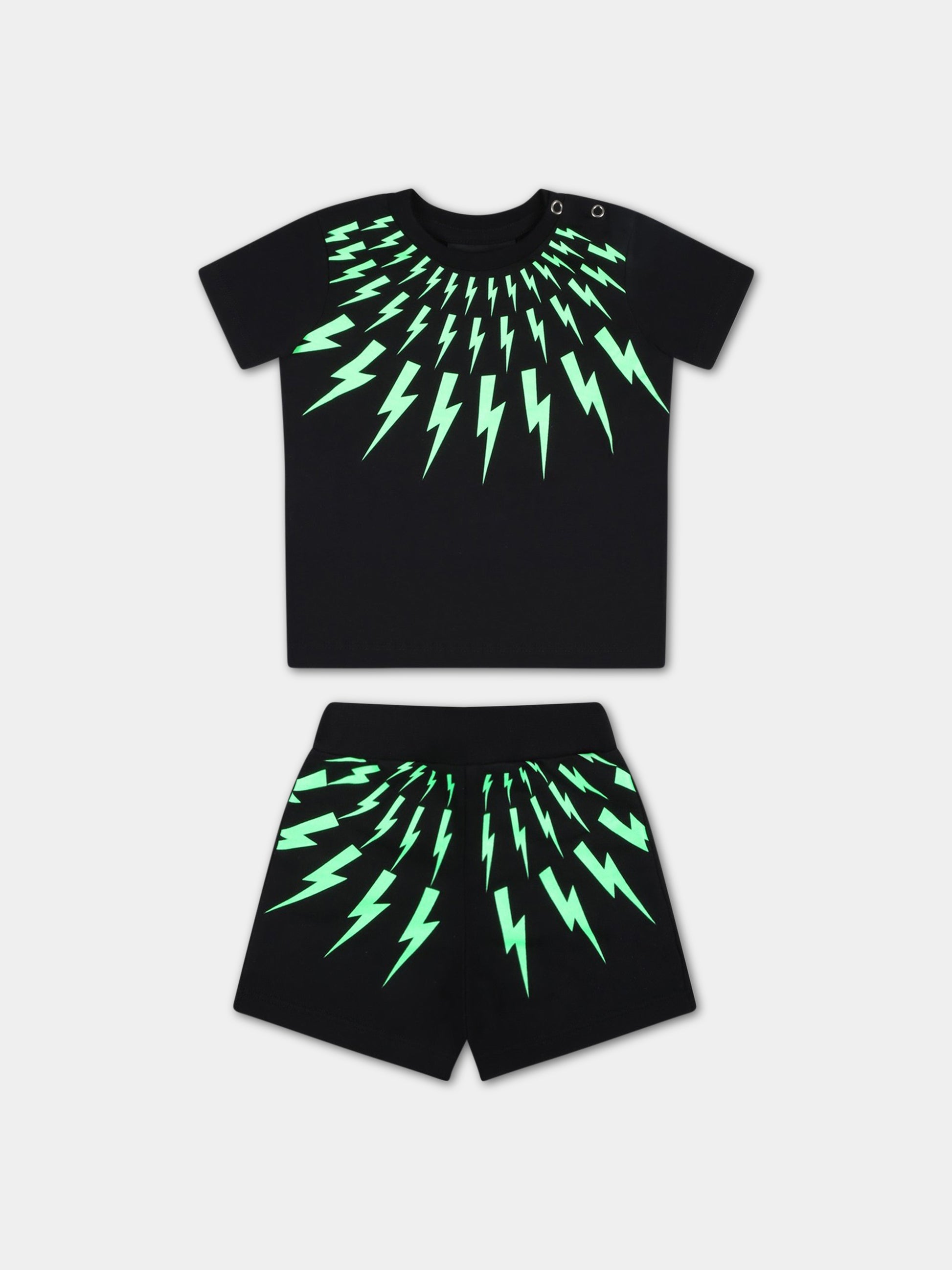 Tuta nera per neonato con iconiche saette,Neil Barrett Kids,033636 110/48