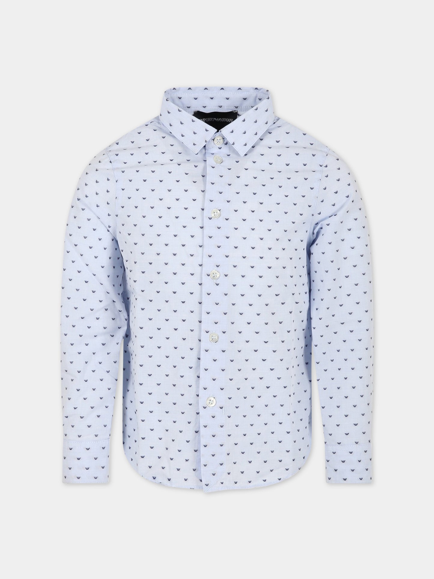 Camicia celeste per bambino con iconici aquilotti,Armani Junior,3R4C86 1K0BZ F747