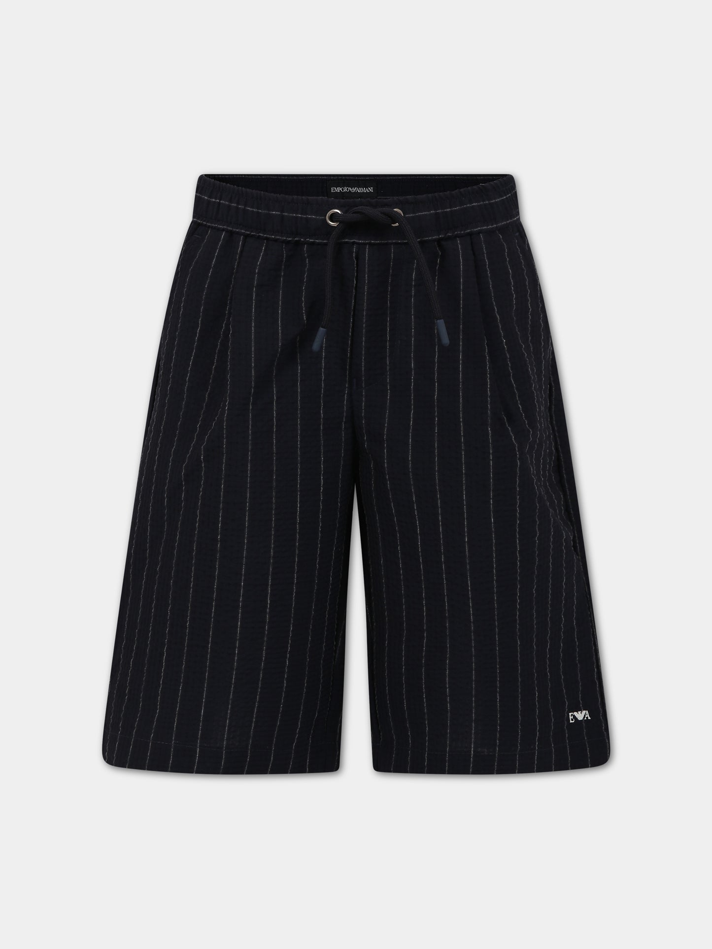 Shorts blu per bambino con logo iconico aquilotto,Armani Junior,3R4SJ2 4N7TZ F924