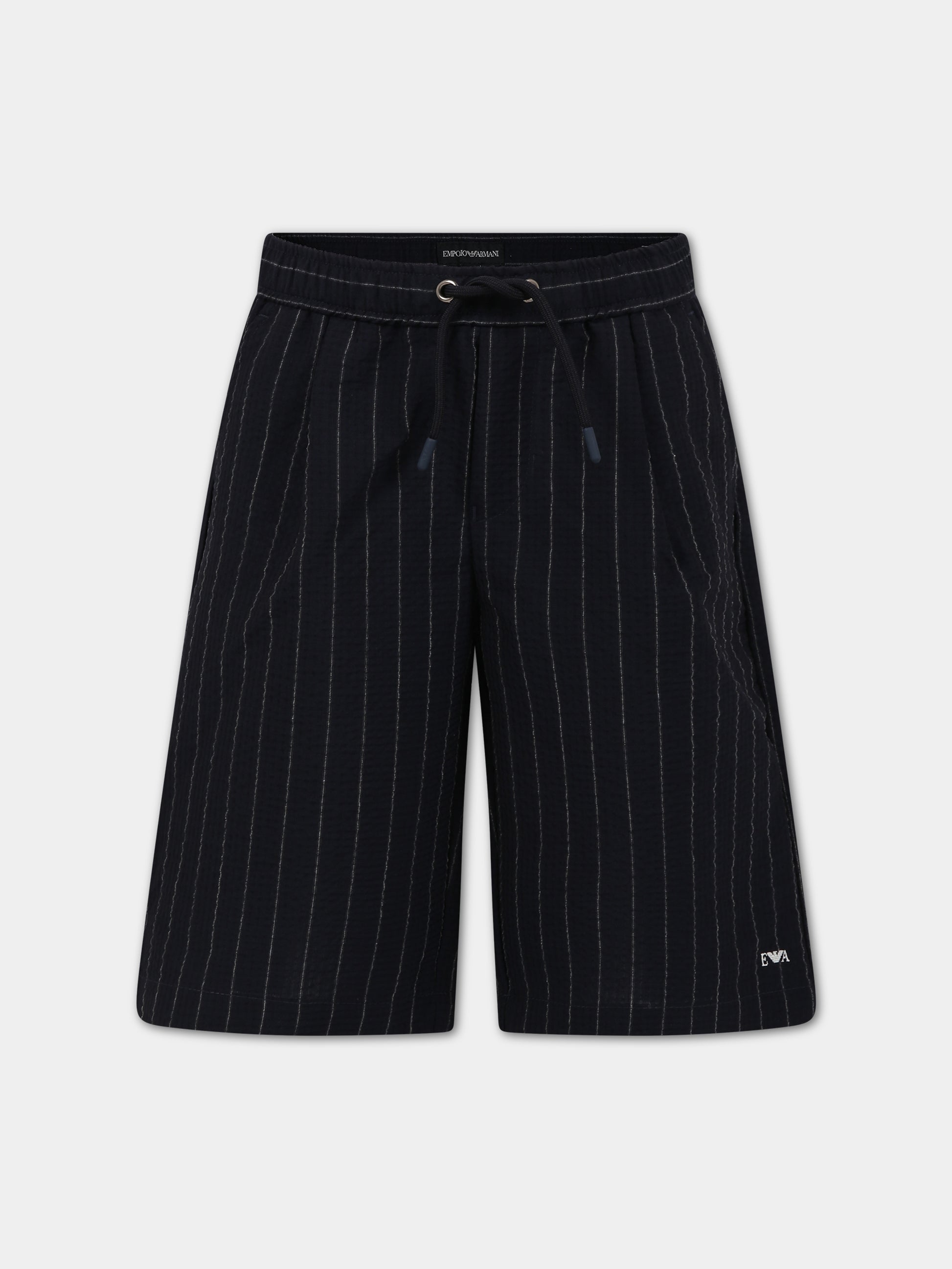 Shorts blu per bambino con logo iconico aquilotto,Armani Junior,3R4SJ2 4N7TZ F924