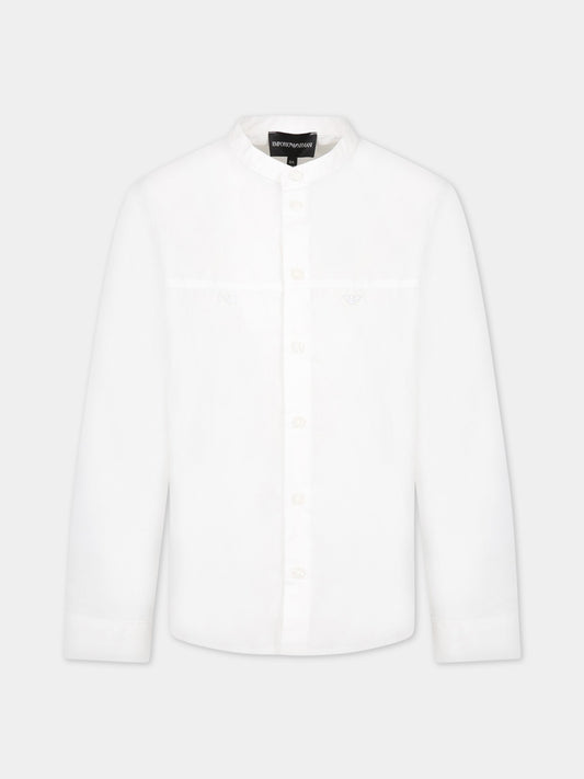 Camicia bianca per bambino con iconico aquilotto,Armani Junior,3R4CJD 1NVZZ 0100