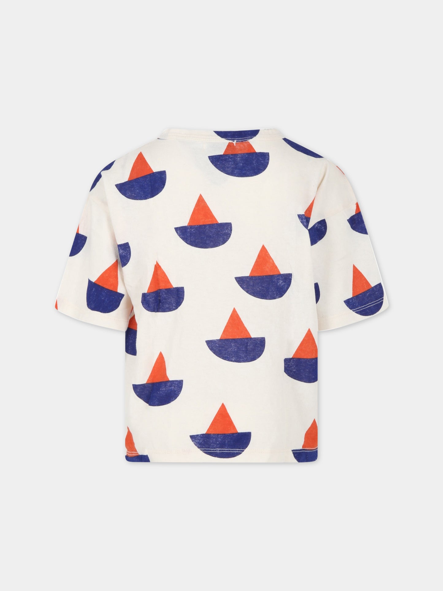 T-shirt avorio per bambino con barche,Bobo Choses,123AC015