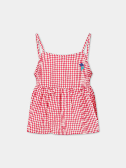 T-shirt rosso per bambina con logo,Bobo Choses,123AC101