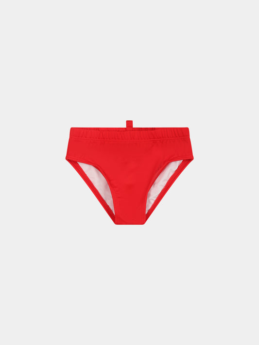 Slip-mare rosso per bambino con logo,Dsquared2,DQ1785 D0A4F DQ413