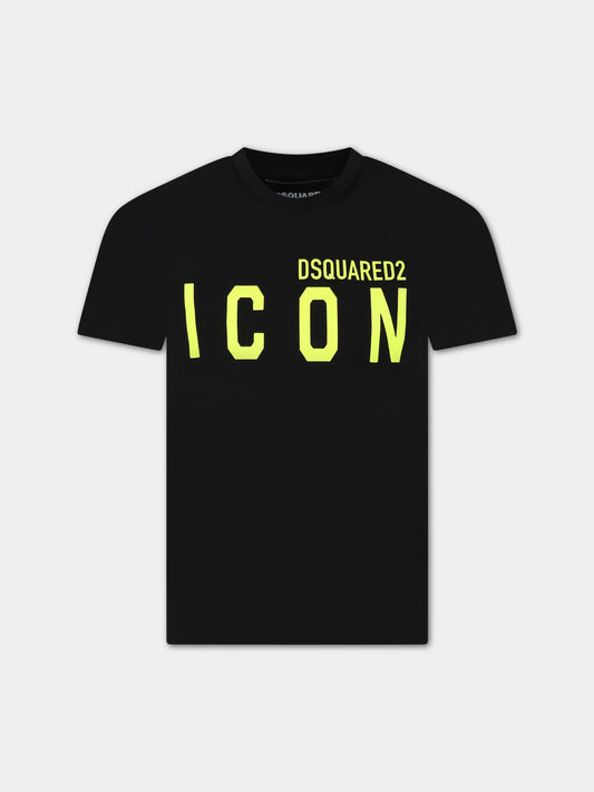 T-shirt nera per bambino con logo,Dsquared2,DQ1697 D00MM DQ90K