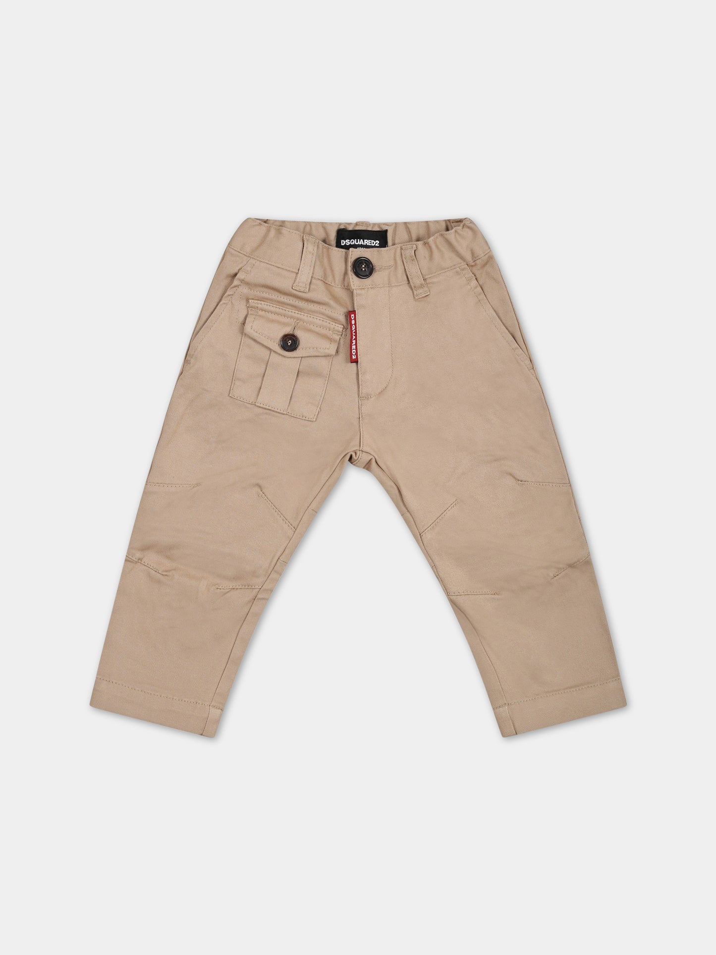 Pantaloni beige per neonato con logo,Dsquared2,DQ1561 D0093 DQ707