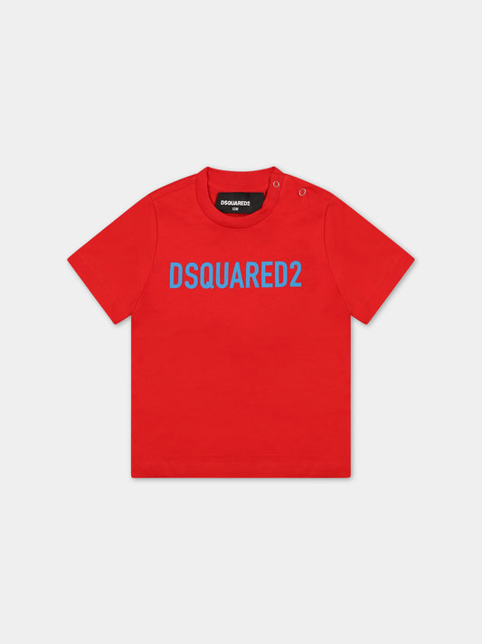 T-shirt rossa per neonato con logo,Dsquared2,DQ1781 D0A4C DQ413