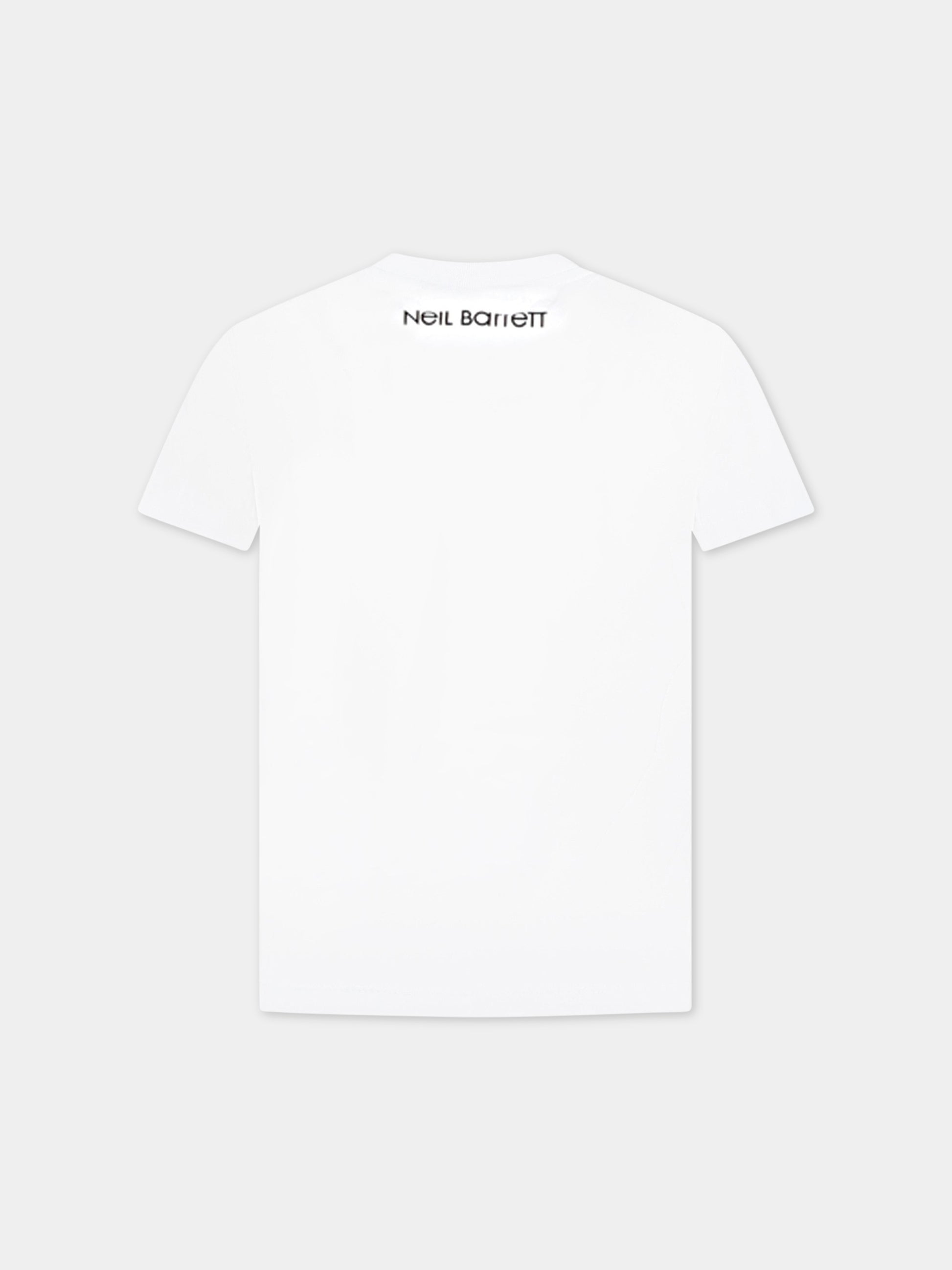 T-shirt bianca per bambino con iconiche saette,Neil Barrett Kids,033623 001
