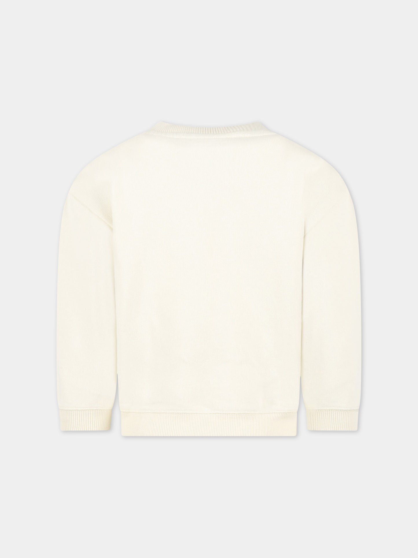 Felpa avorio per bambini con logo blu ricamato,Bonpoint,S03BSWK00002 103