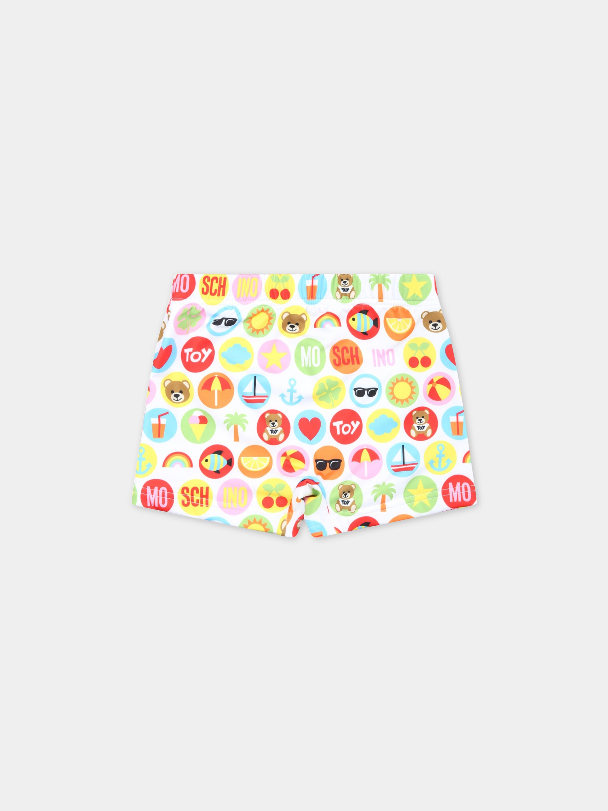 Boxer mare bianchi per neonato con disegni estivi,Moschino Kids,MTL006 LKA00 86802