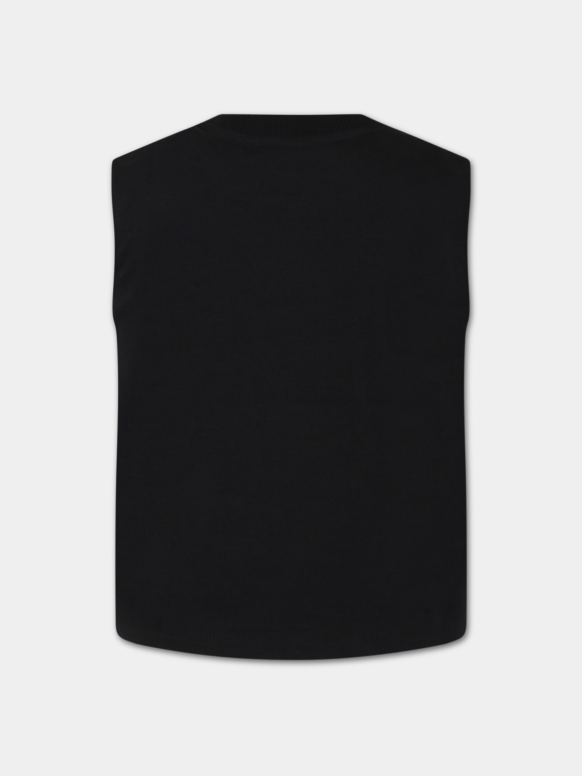 T-shirt nera per bambini con stampa, logo e Teddy Bear,Moschino Kids,HUM047 LBA08 NERO