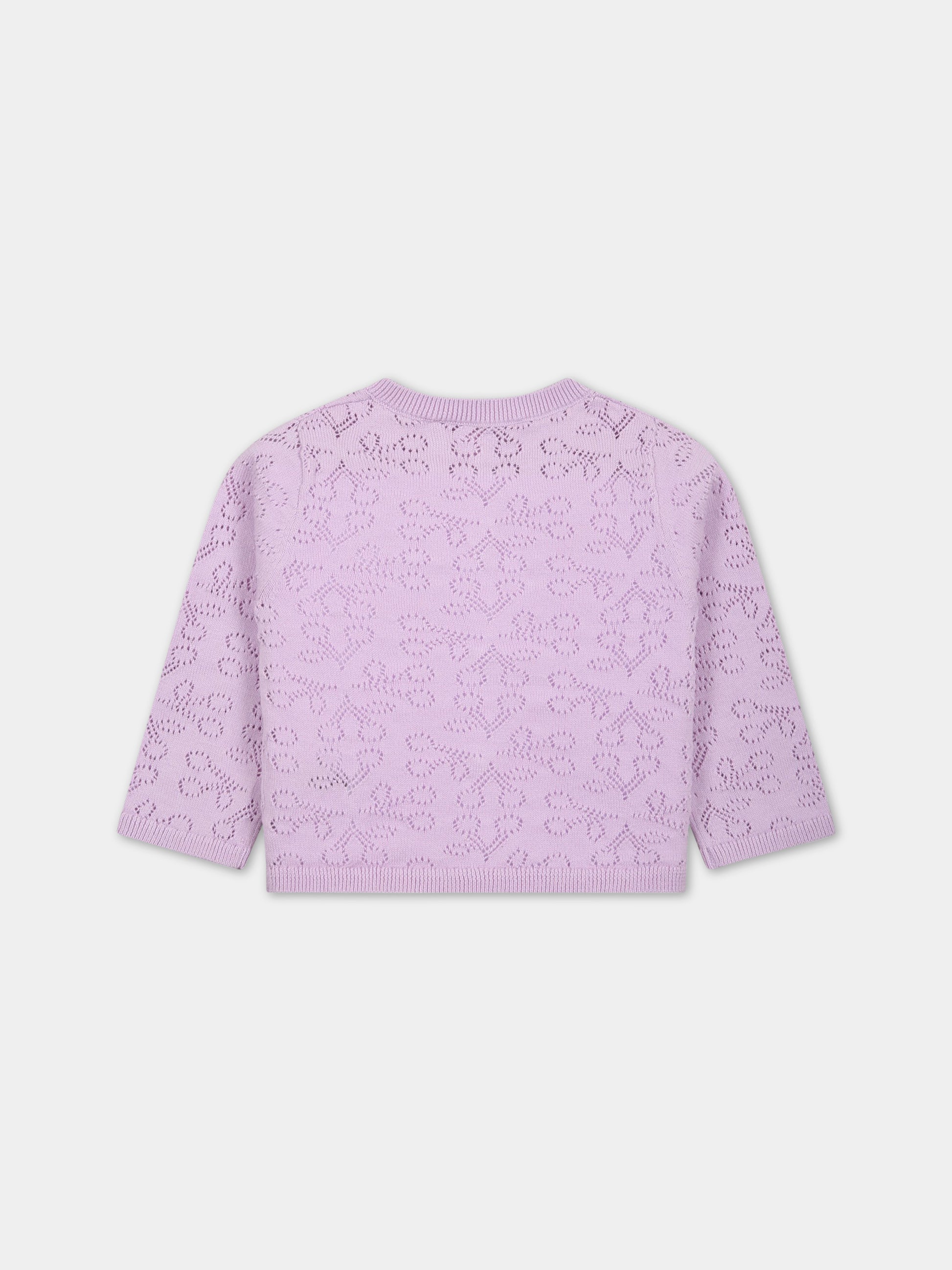 Cardigan lilla per neonata con iconiche ciliegie all-over,Bonpoint,S03XCAK00103 056A