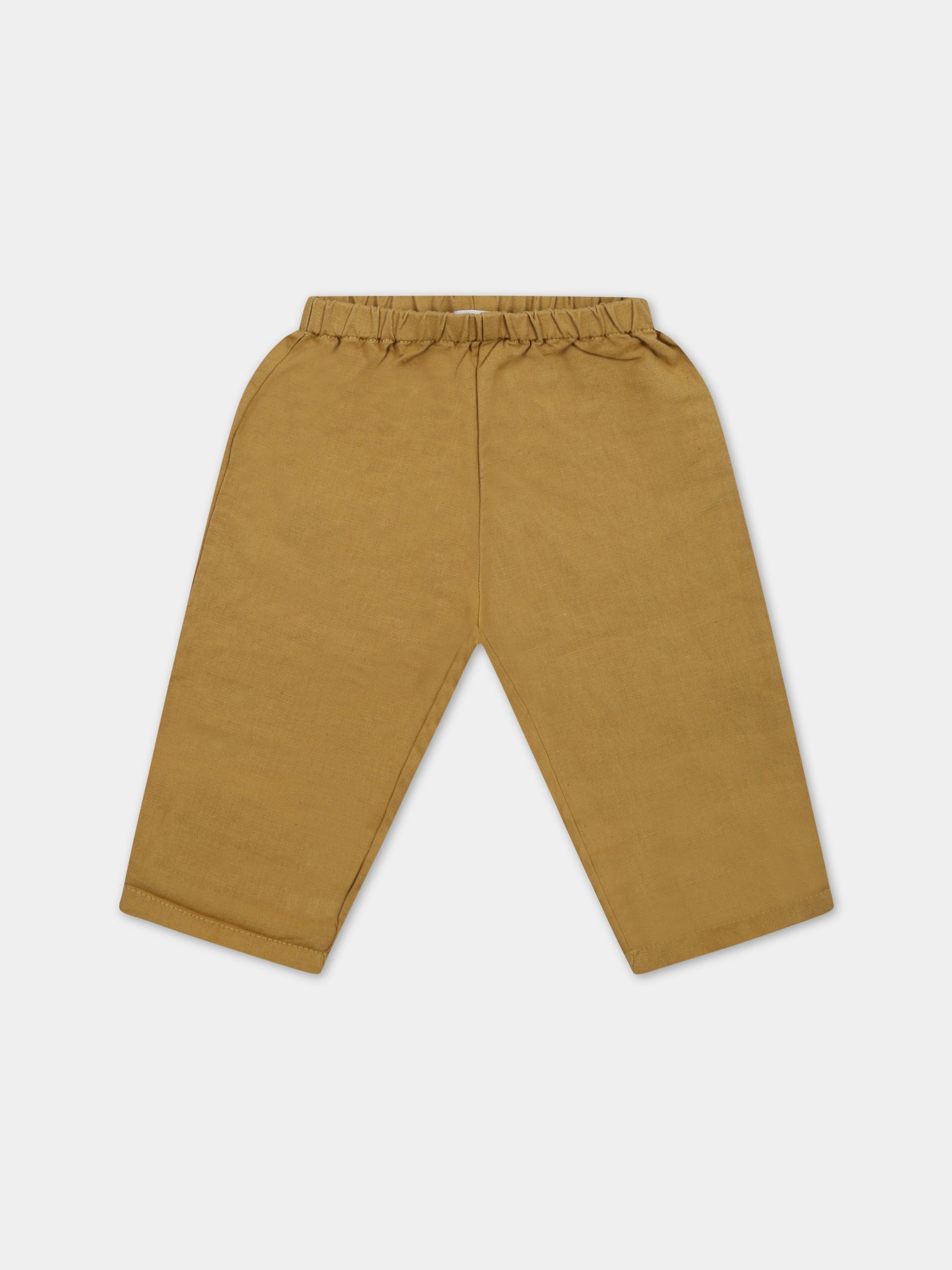 Pantaloni giallo-senape per neonato con logo iconico,Bonpoint,S03YPAW00002 038A