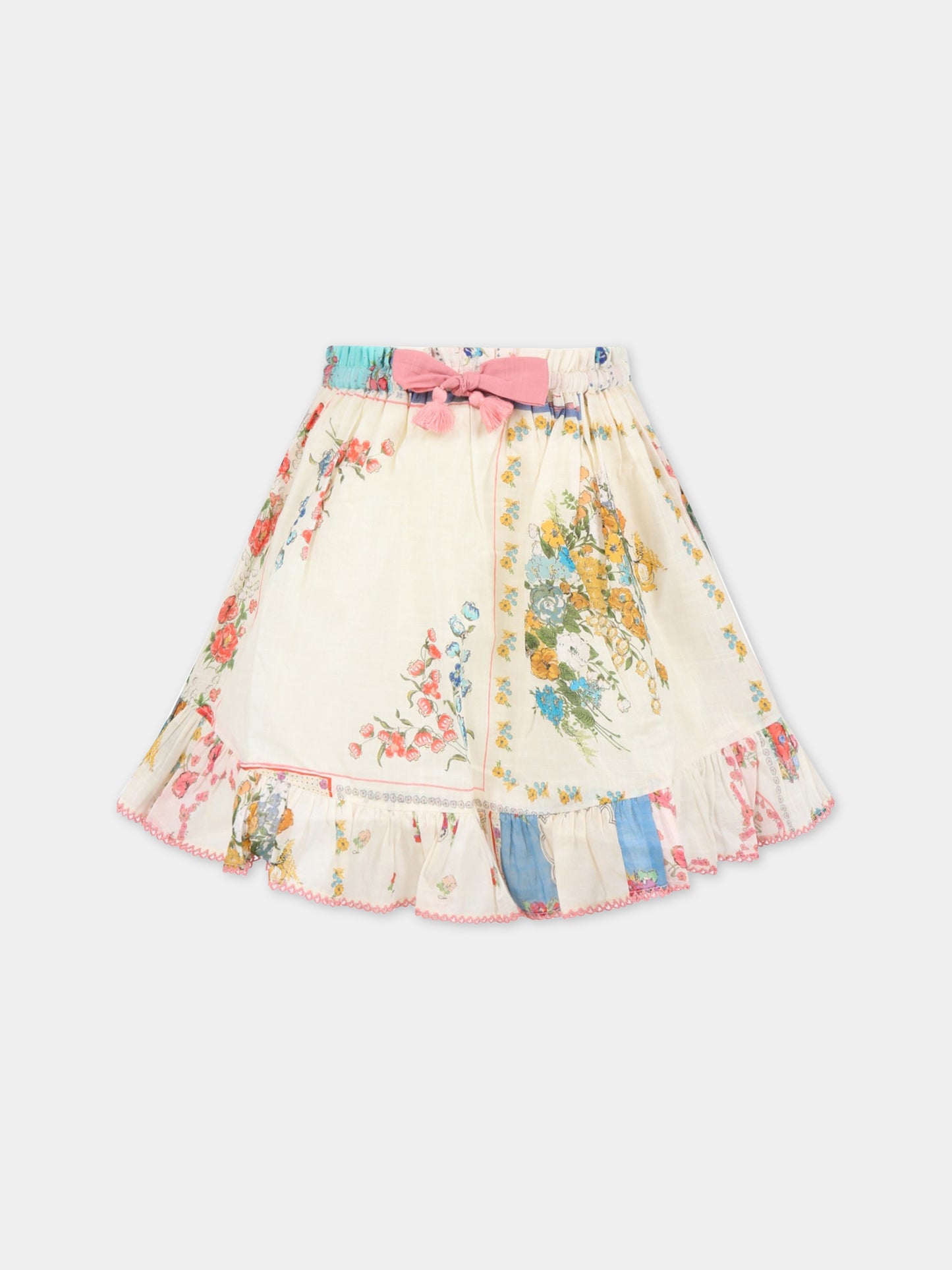 Gonna avorio per bambina con stampa floreale,Zimmermann,1779SCLO PPAF