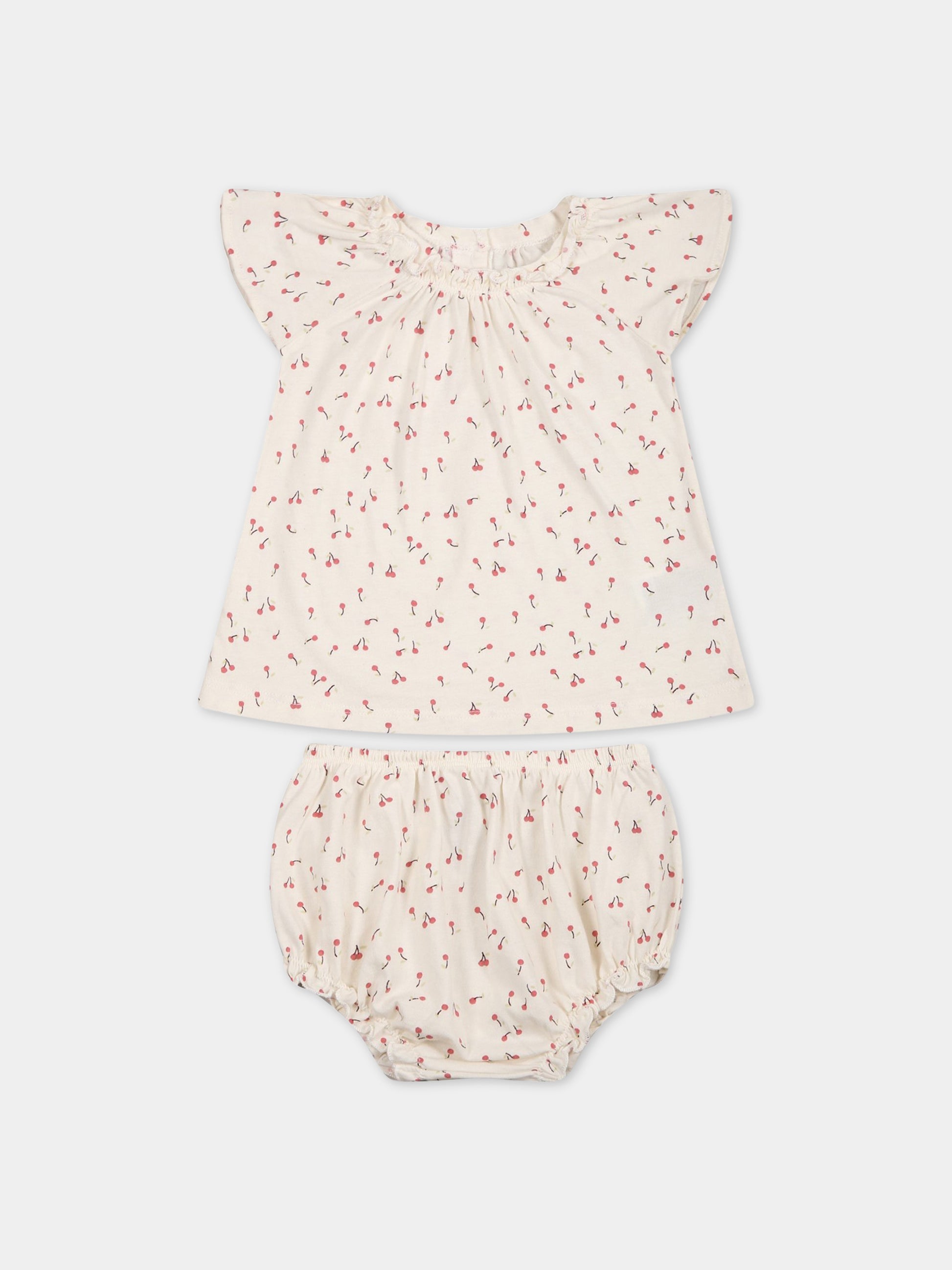 Completo avorio per neonata con ciliegie,Bonpoint,S03XNIK00100 622C