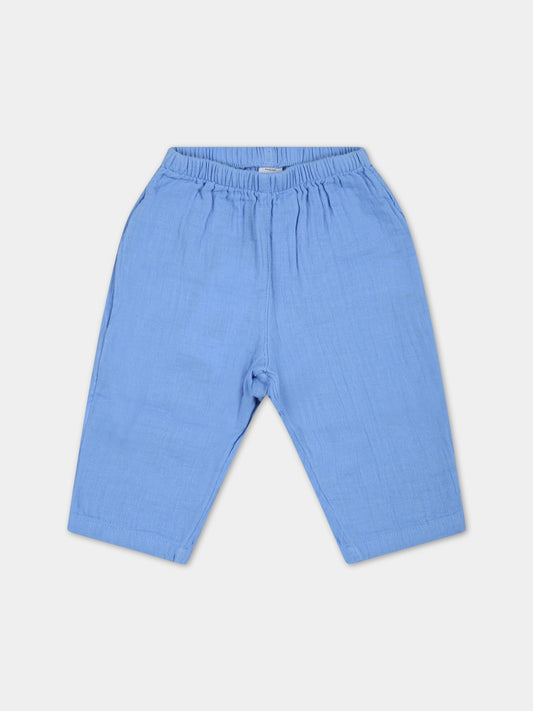 Pantaloni azzurri per neonato con patch logato,Petit Bateau,A0750 EDNA