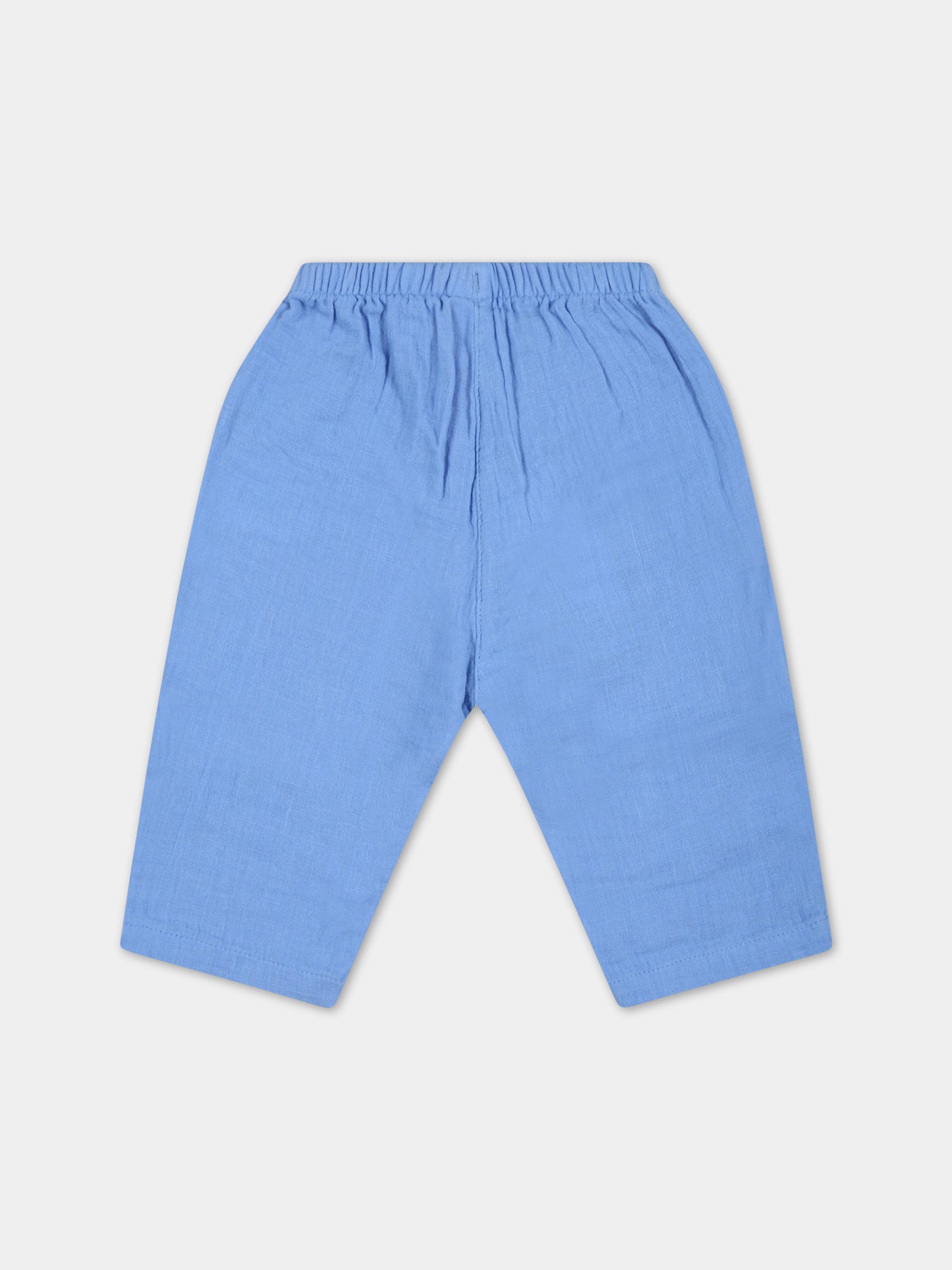 Pantaloni azzurri per neonato con patch logato,Petit Bateau,A0750 EDNA