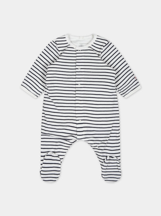 Tutina multicolor per neonato con patch logato,Petit Bateau,A06L0 MARSHMALLOW/SMOKING