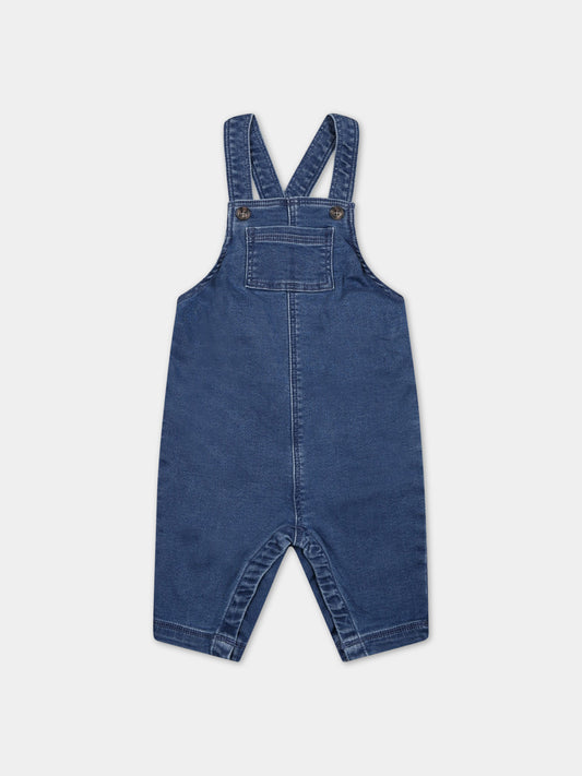 Salopette blu per neonati con logo,Petit Bateau,A0536 BLEU DELAVE