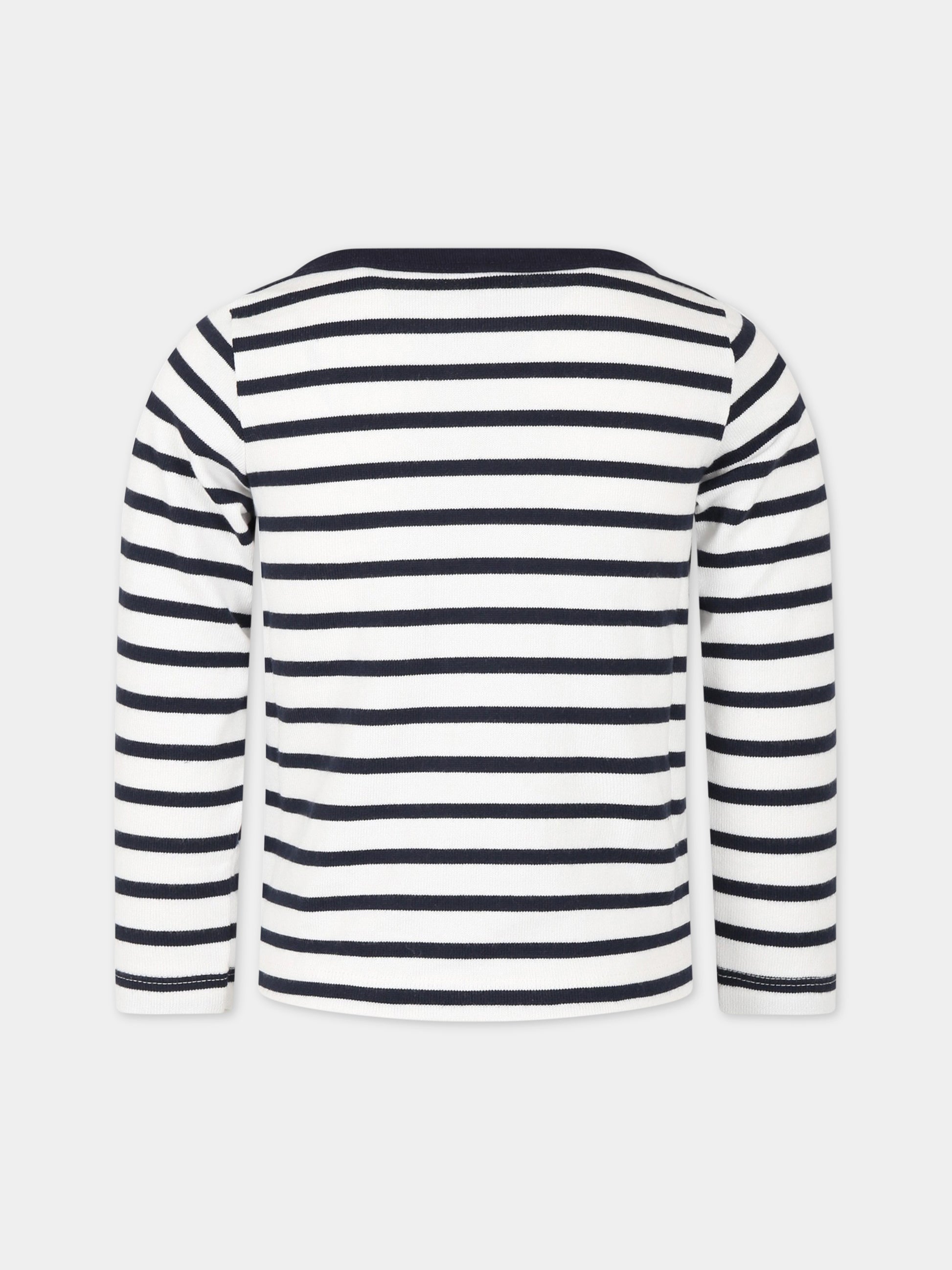 T-shirt multicolor per bambino con patch logo,Petit Bateau,A04O9 MARSHMALLOW/SMOKING