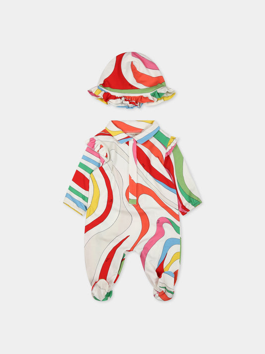 Completo multicolor per neonata con stampa e logo,Emilio Pucci Junior,PSB030 J0262 999