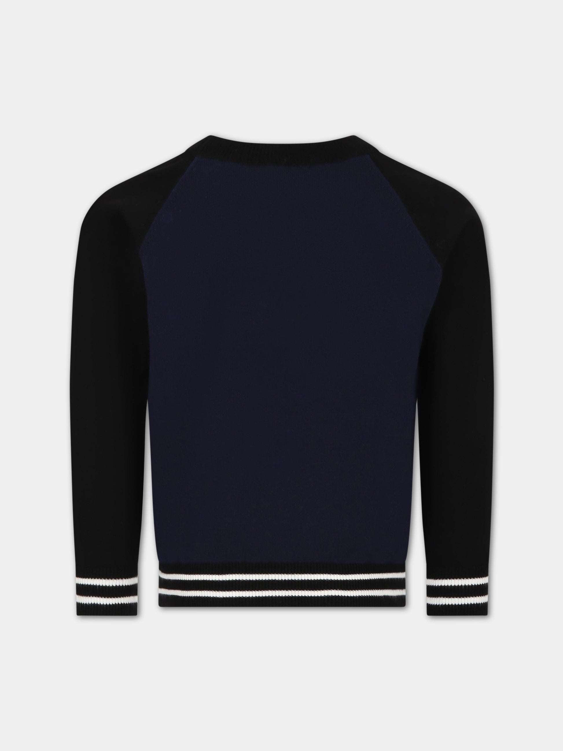 Maglione blu per bambino con logo,Balmain Kids,BS9P60 X0003 620NE