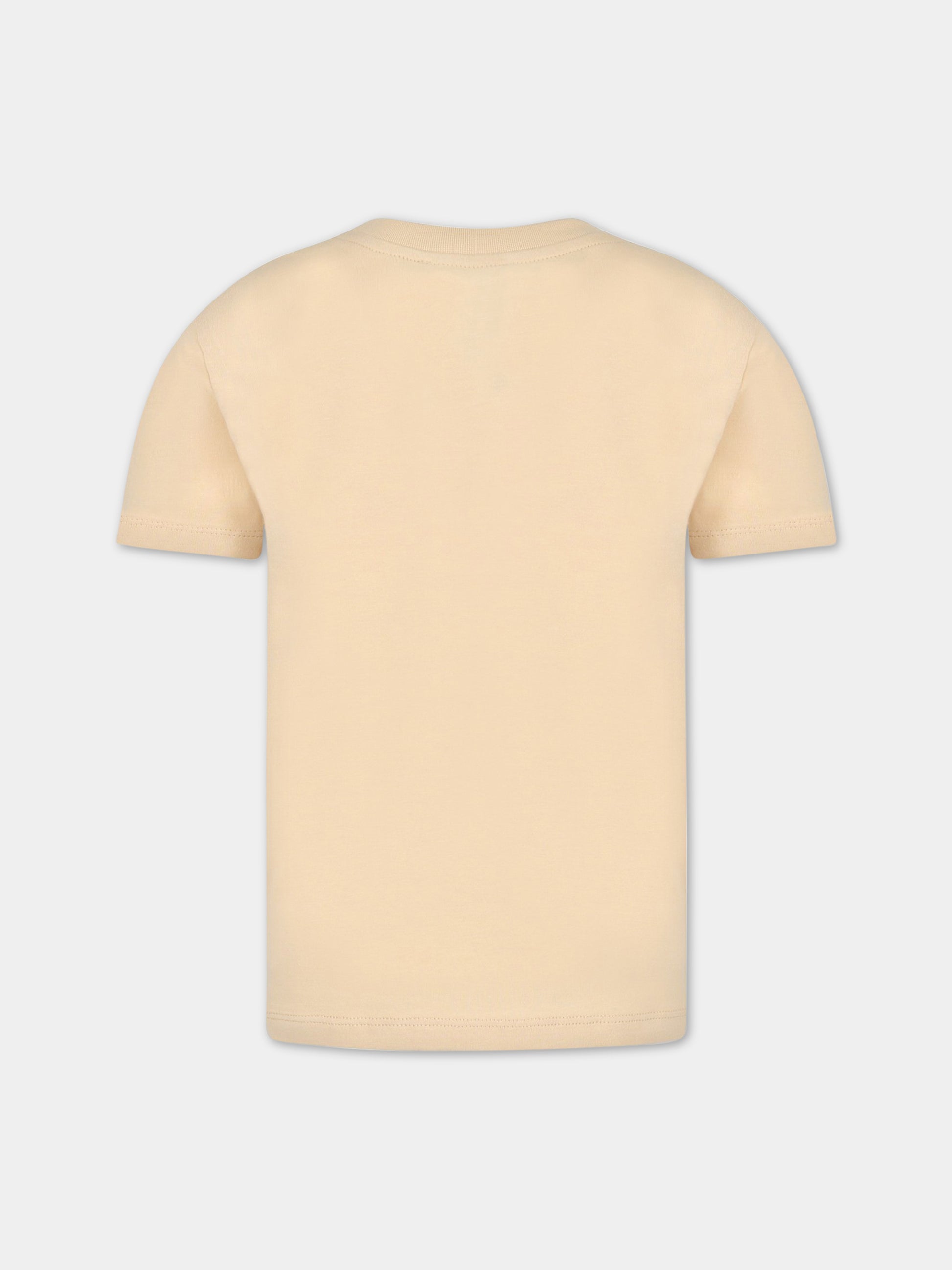 T-shirt beige per bambini con logo nero,Balmain Kids,BS8R51 Z0057 120NE