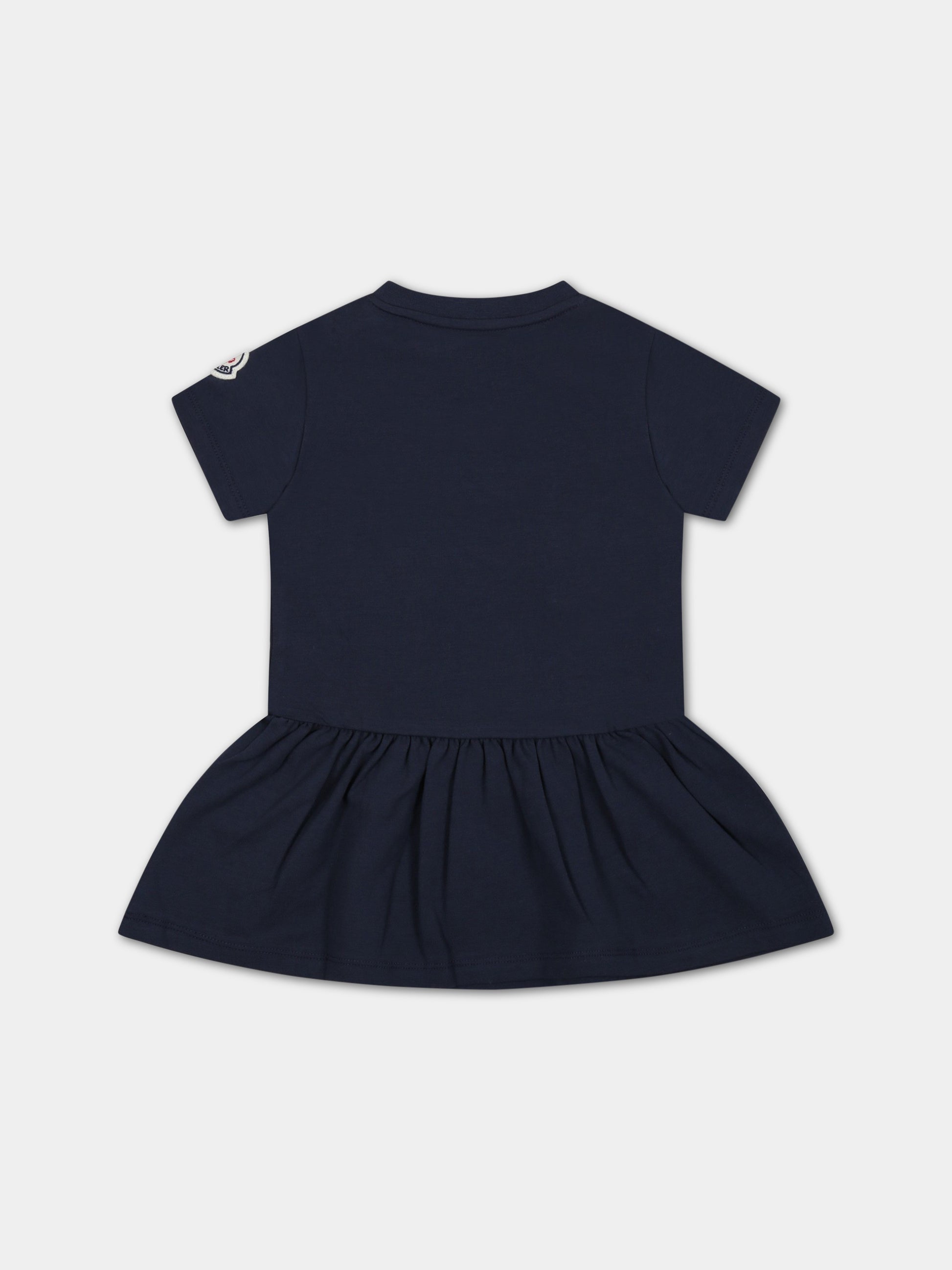 Vestito blu per neonata con logo,Moncler Kids,951 8I00004 8790N 744