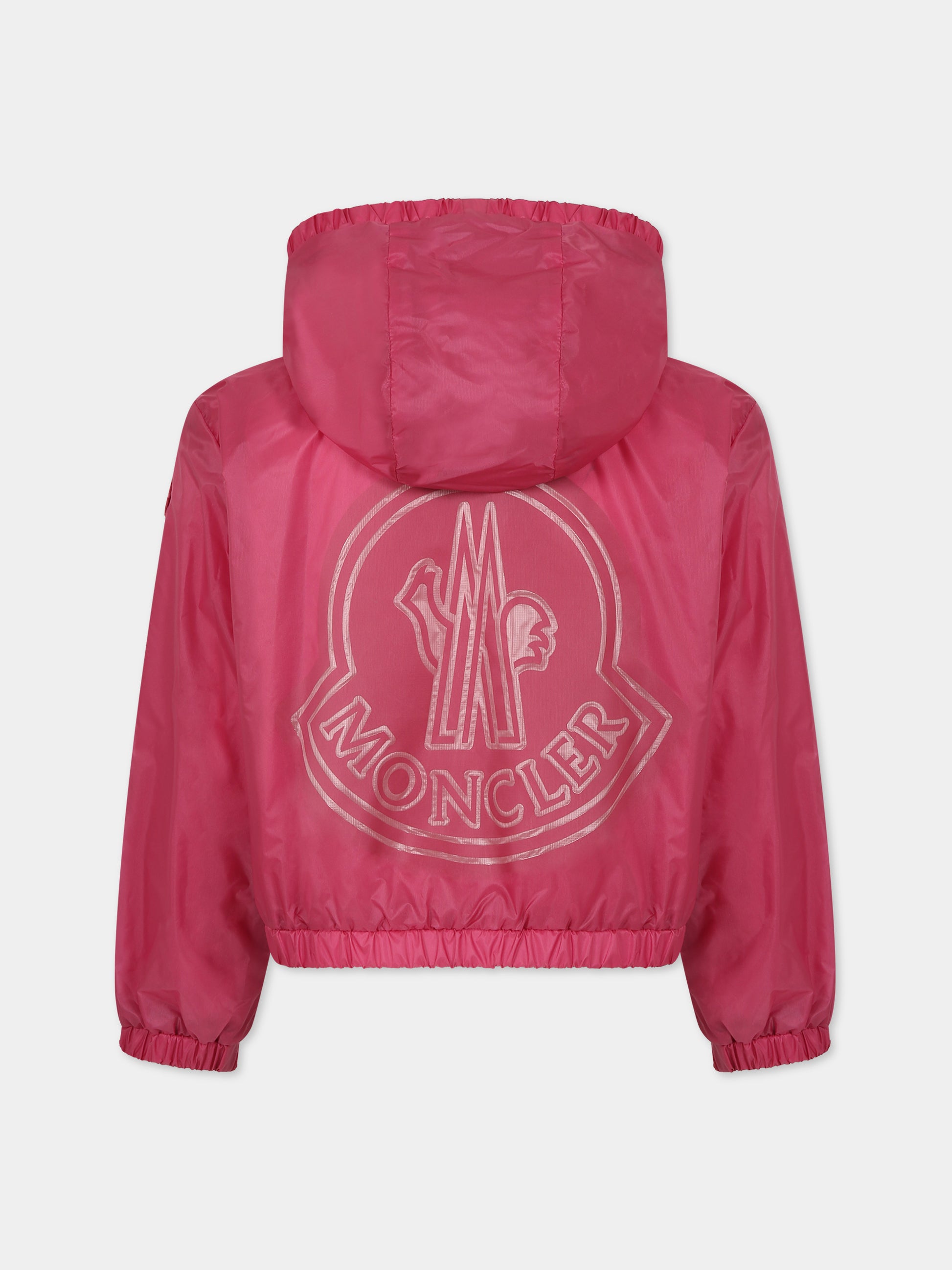 Giacca a vento fucsia per bambina con logo,Moncler Kids,954 1A00064 595YT 536
