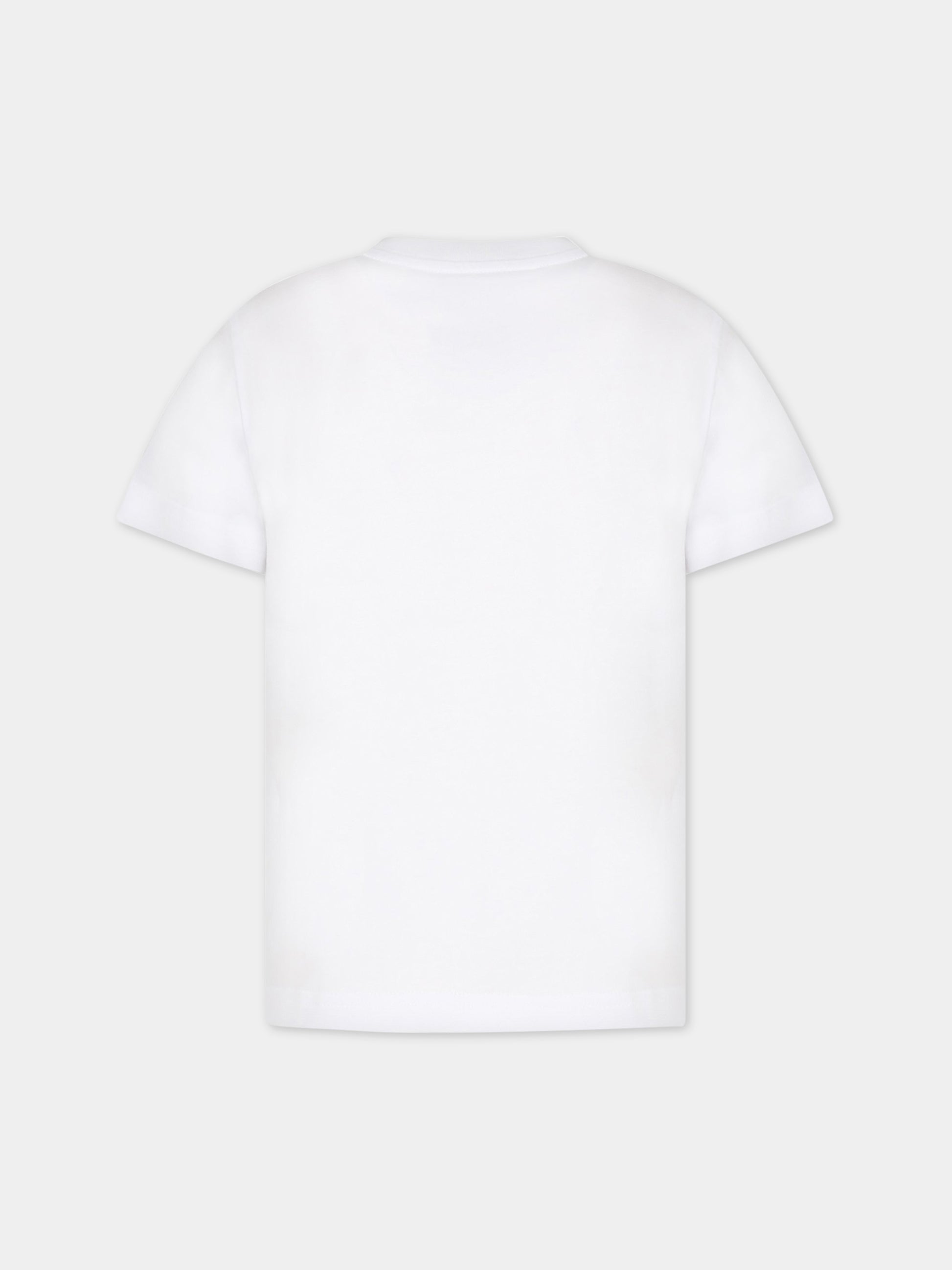 T-shirt bianca per bambino con patch logato,Moncler Kids,954 8C00033 83907 001