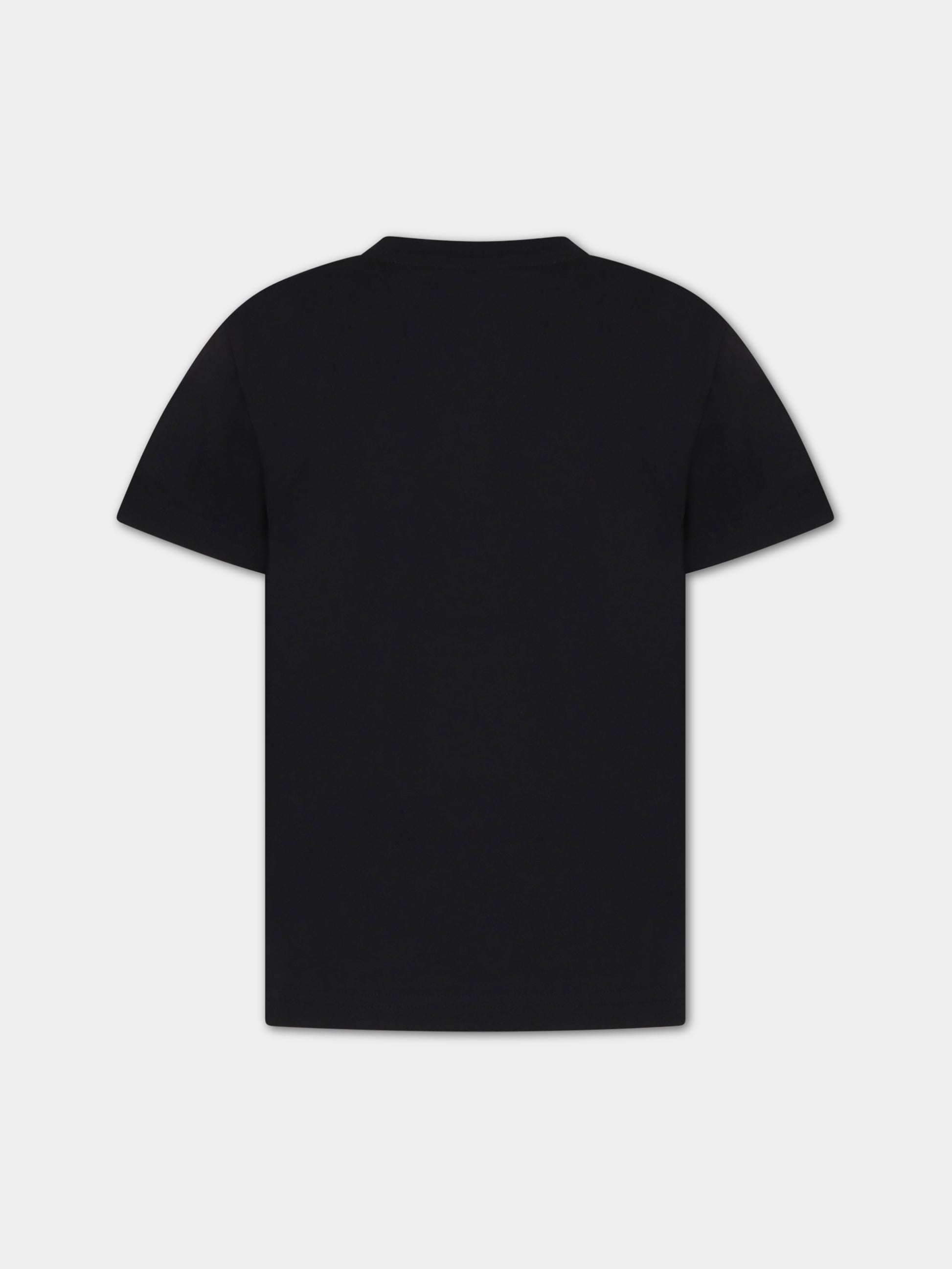 T-shirt nera per bambino con patch logato,Moncler Kids,954 8C00033 83907 999