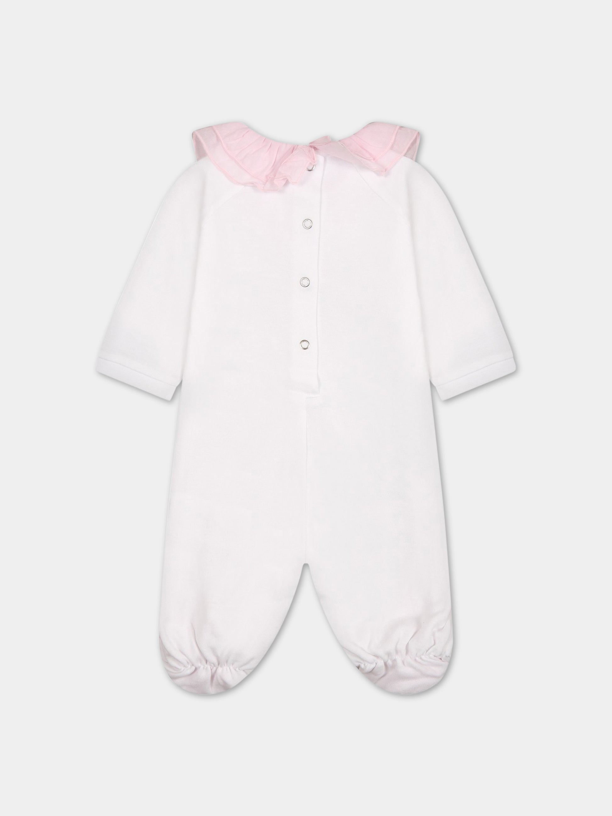 Tutina bianca per neonata con stampa e logo,Monnalisa,35A212 1000 0099