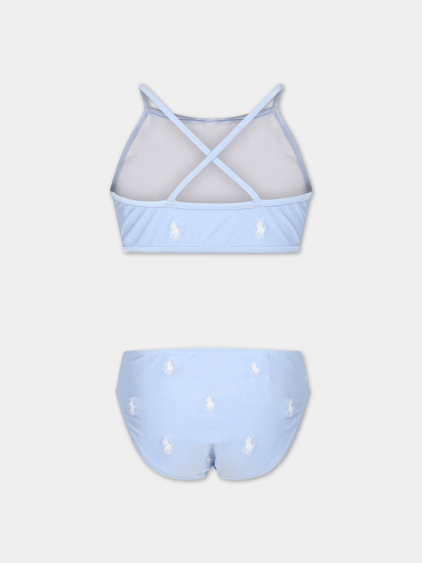 Bikini celeste per bambina con iconico cavallino all-over,Ralph Lauren Kids,901302003