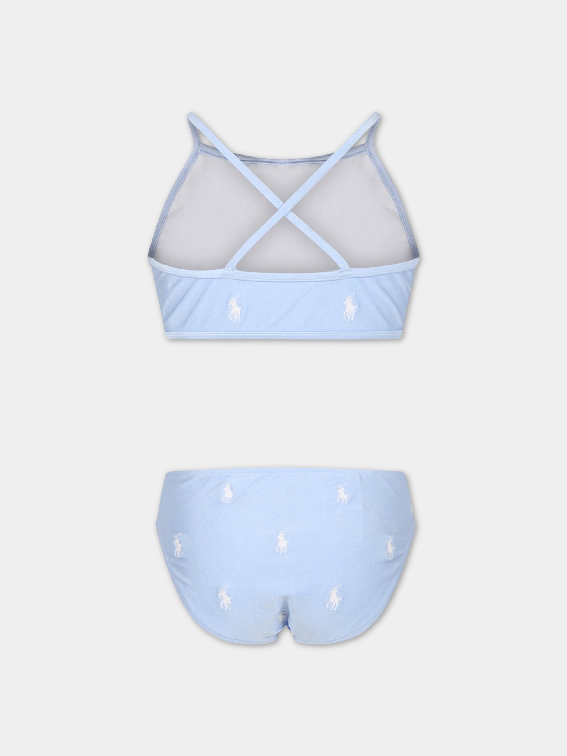Bikini celeste per bambina con iconico cavallino all-over,Ralph Lauren Kids,901302003