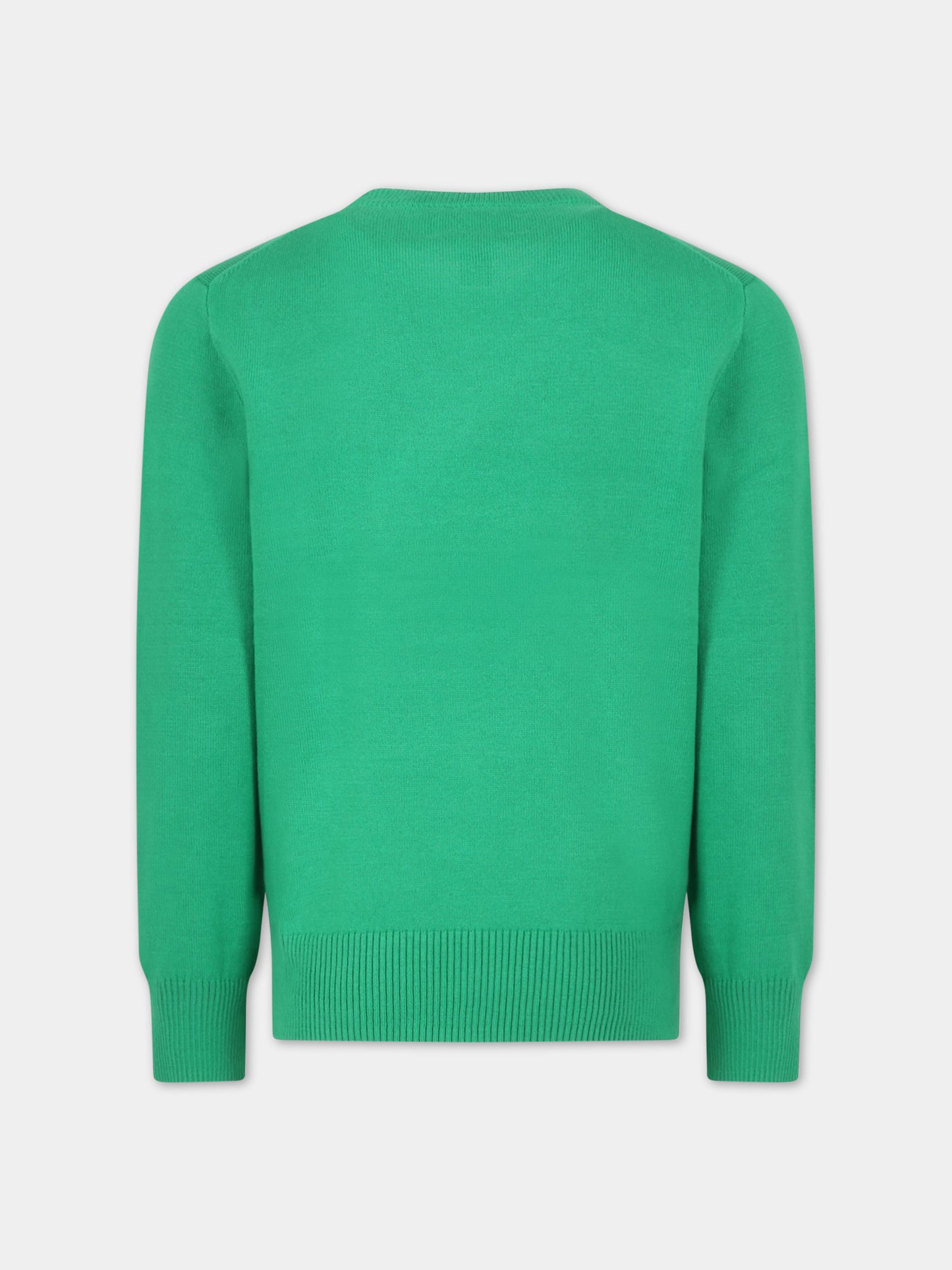 Maglione verde per bambino con iconico cavallino blu,Ralph Lauren Kids,799887034