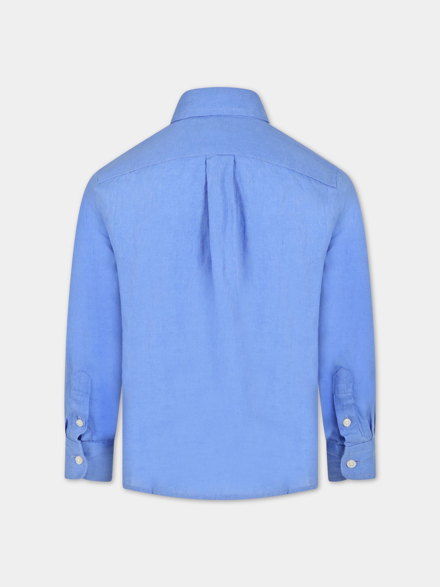 Camicia azzurro per bambino con logo,Ralph Lauren Kids,865270003