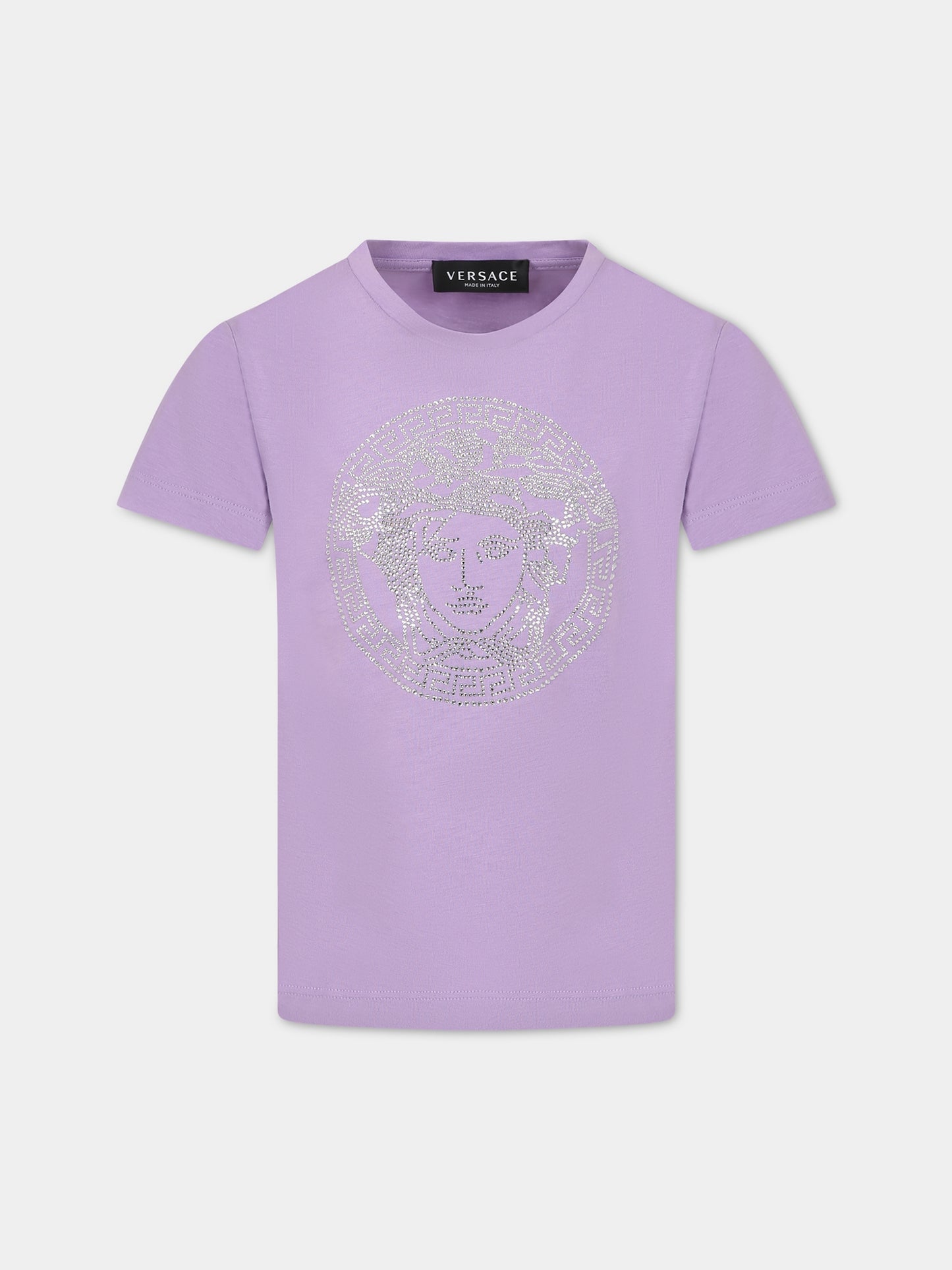 T-shirt viola per bambina con  Medusa,Versace,1000052 1A04790 2L720