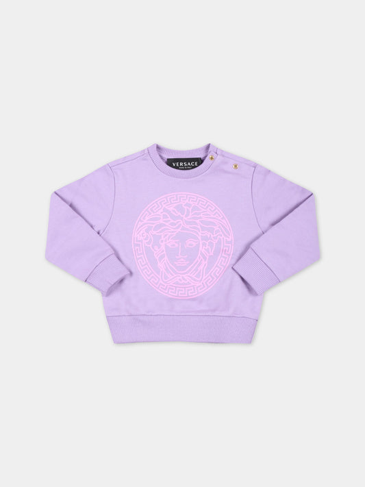 Felpa viola per neonata con Medusa fucsia,Versace,1000174 1A04801 2L750