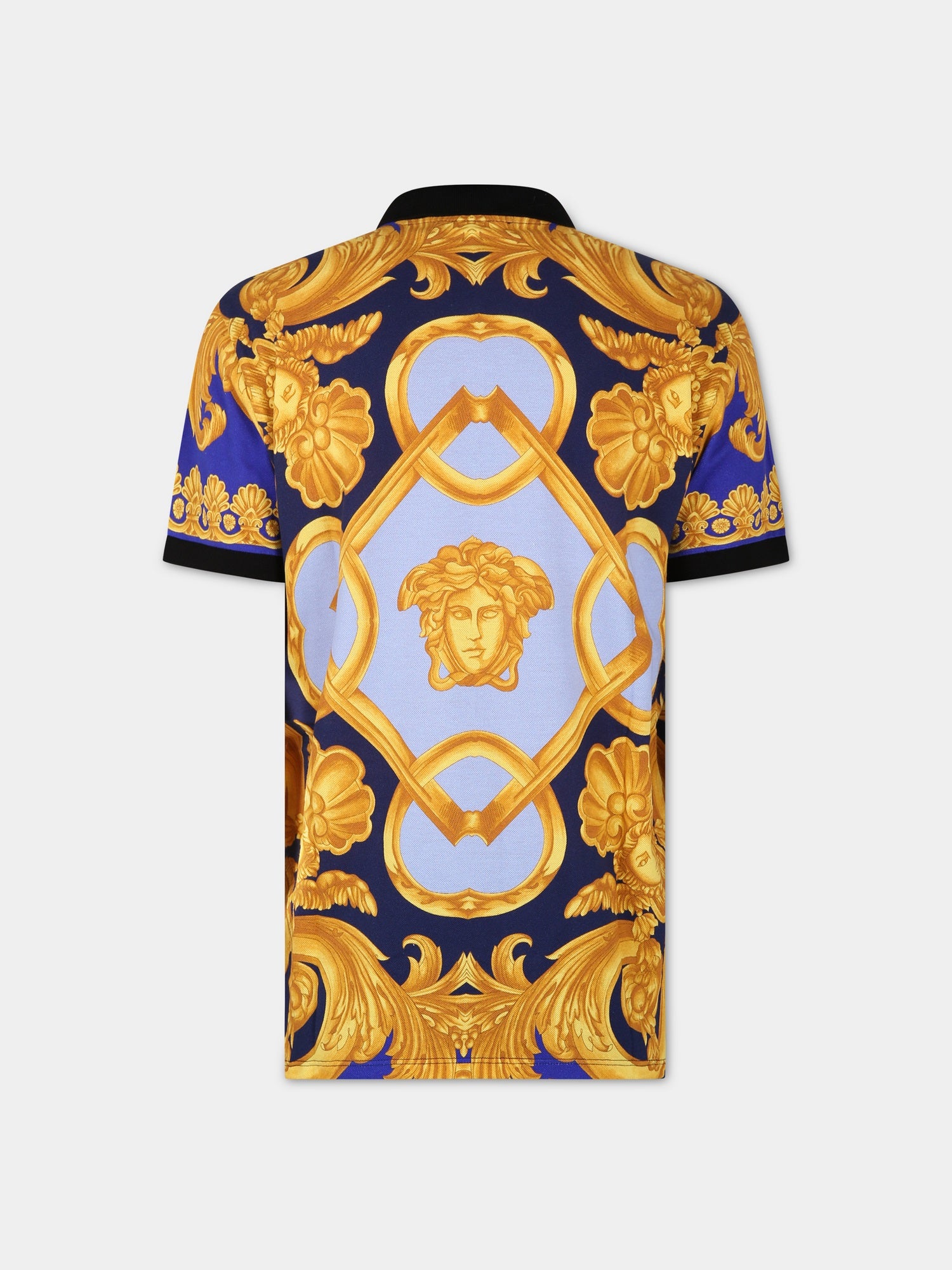 Polo multicolor per bambino con stampa barocco,Versace,1000126 1A06506 5U670