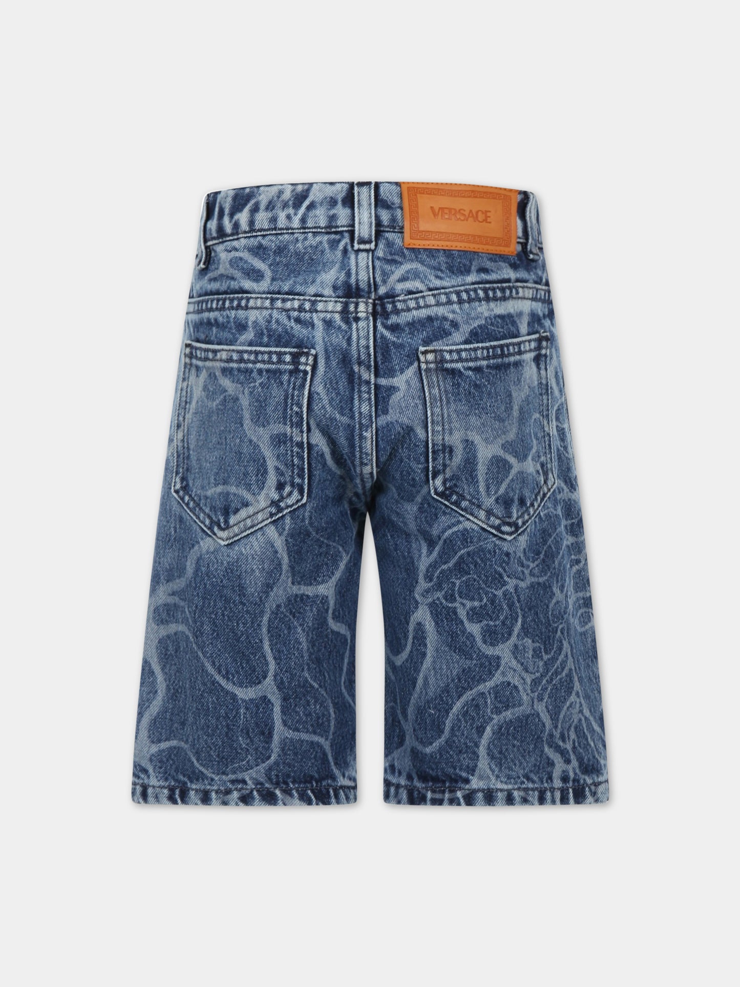 Bermuda jeans blu per bambino con stampa medusa,Versace,1008047 1A05794 2D190