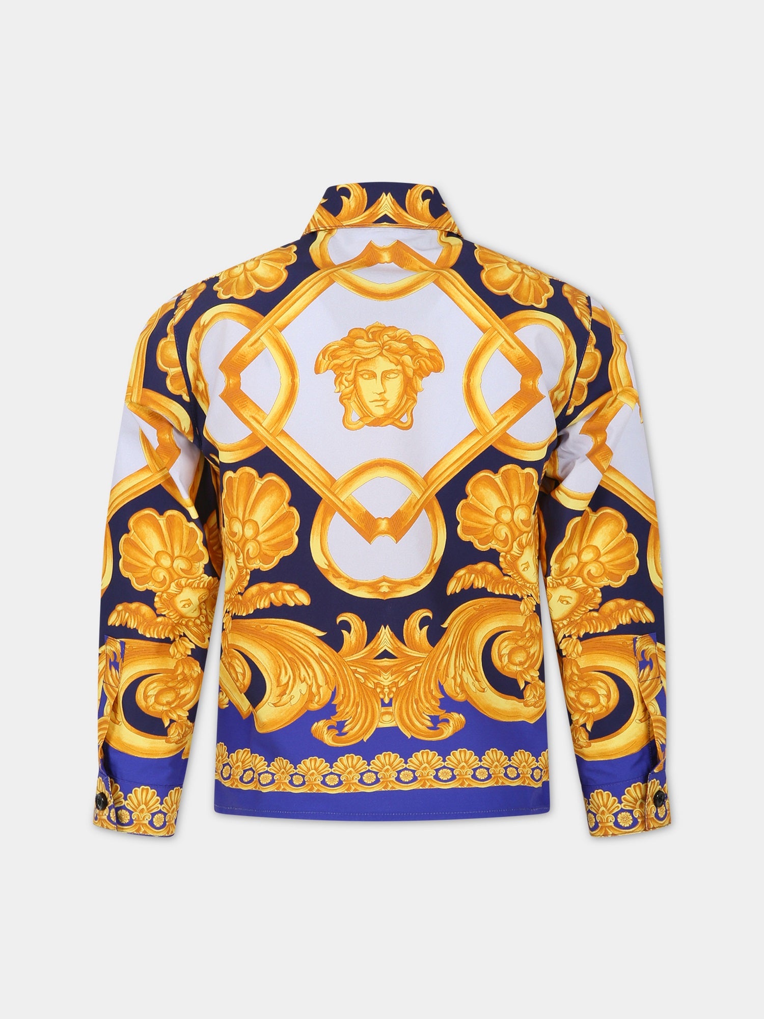 Camicia multicolor per bambino con stampa Barocco,Versace,1000333 1A06495 5U670