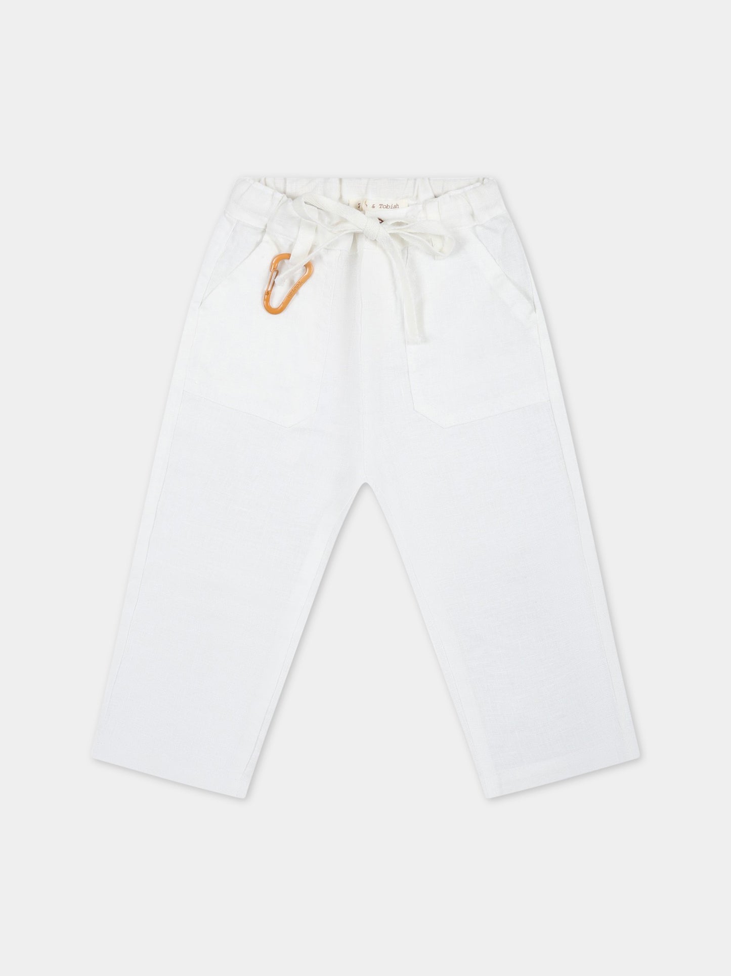 Pataloni avorio per neonato in lino,Zhoe & Tobiah,LIN5 1