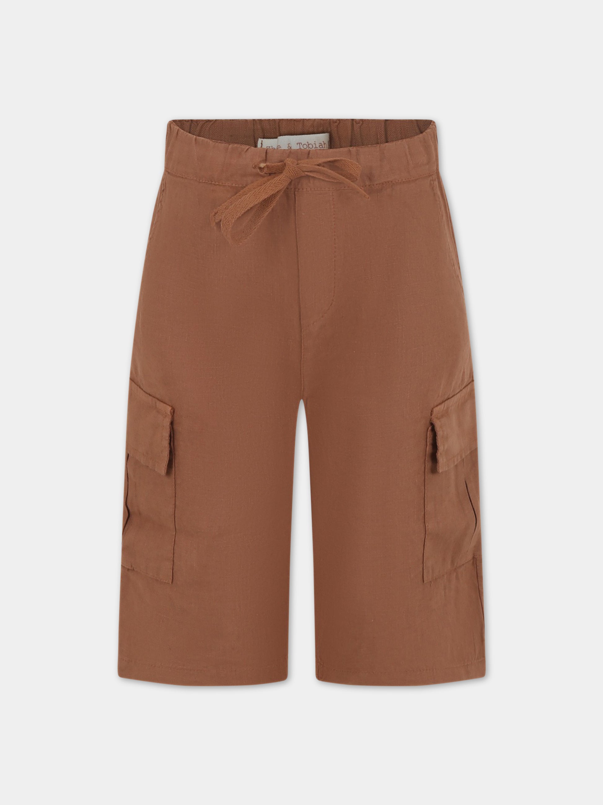 Bermuda marroni per bambino in lino,Zhoe & Tobiah,LIN4 358